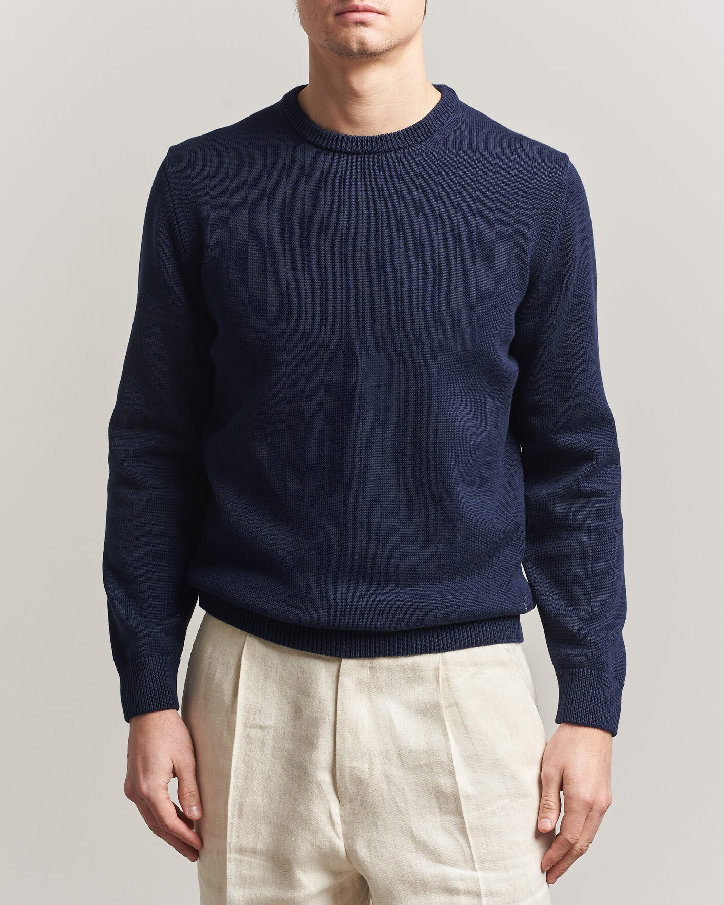 Herre | Gensere | Stenströms | Organic Cotton Knitted Sweater Navy