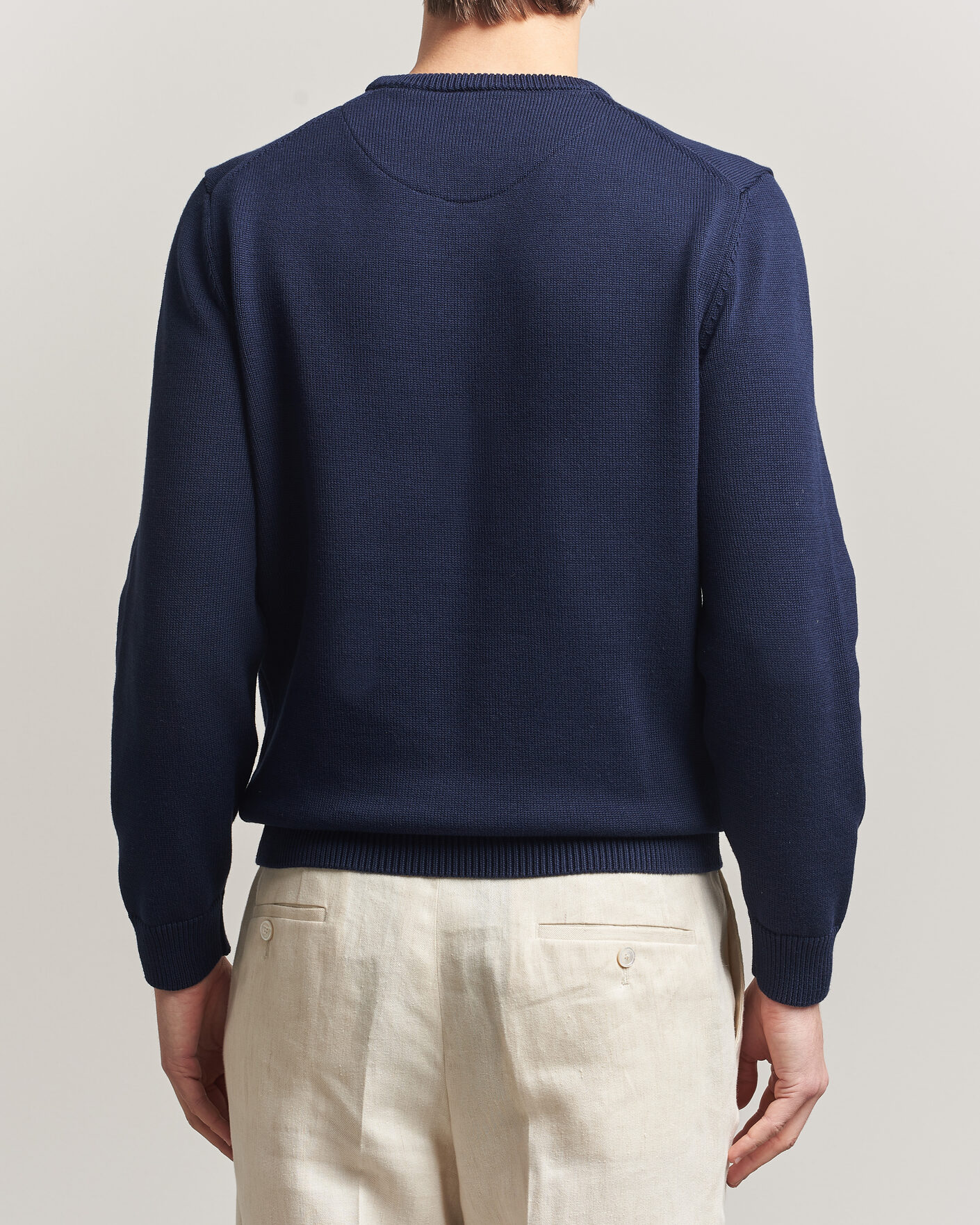 Herre | Gensere | Stenströms | Organic Cotton Knitted Sweater Navy