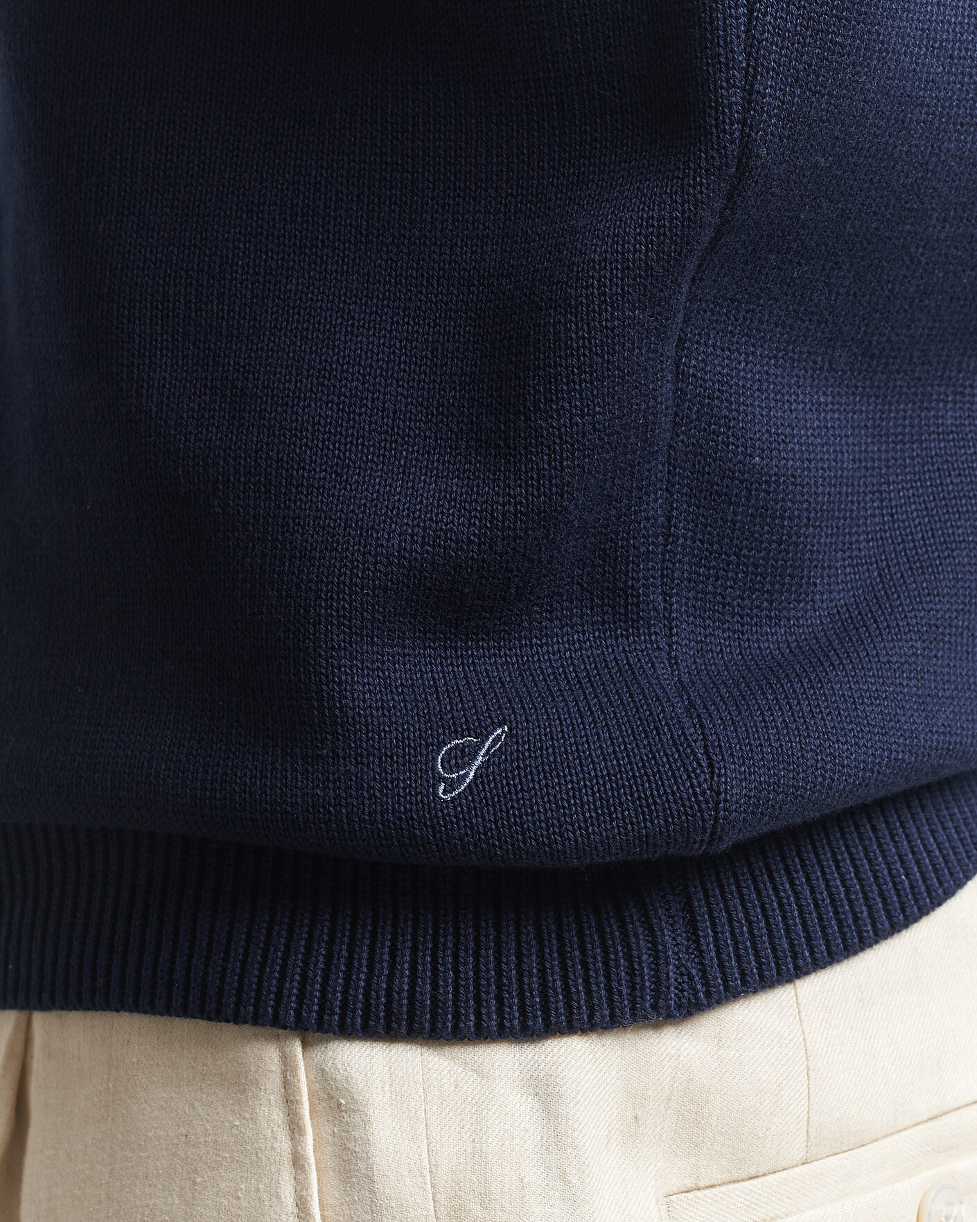 Herre | Gensere | Stenströms | Organic Cotton Knitted Sweater Navy