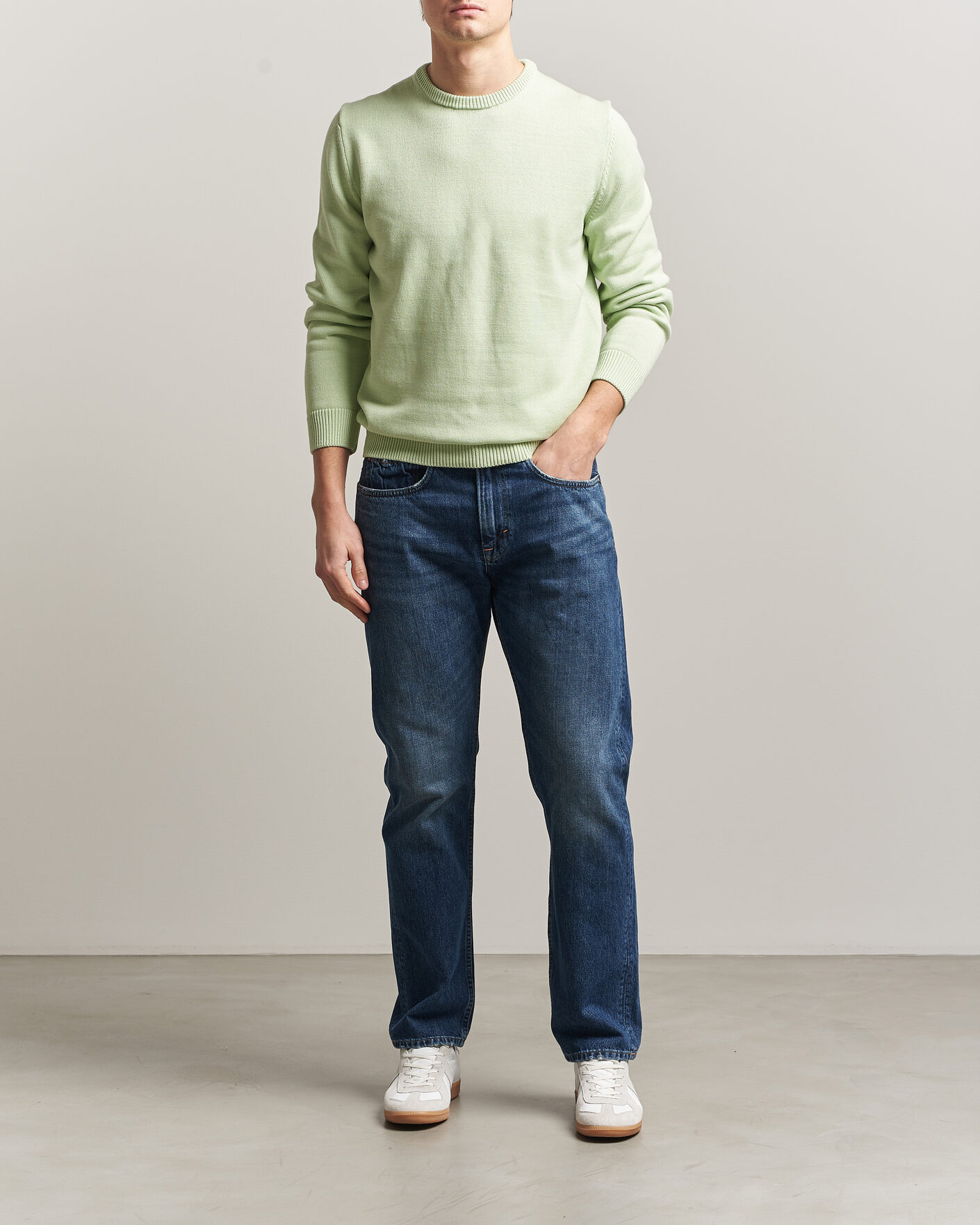 Herre | Gensere | Stenströms | Organic Cotton Knitted Sweater Light Green