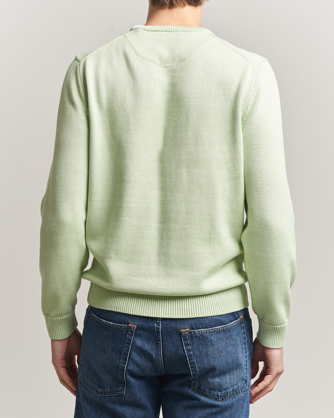 Herre | Gensere | Stenströms | Organic Cotton Knitted Sweater Light Green