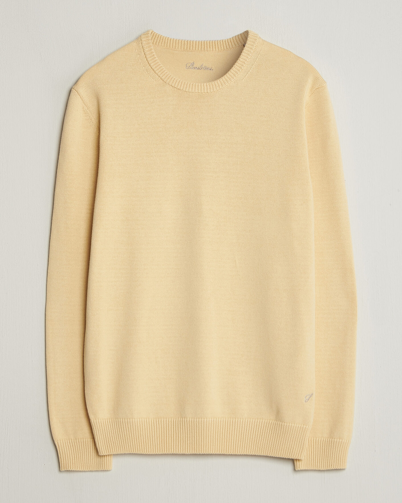 Herre | Gensere | Stenströms | Organic Cotton Knitted Sweater Light Yellow