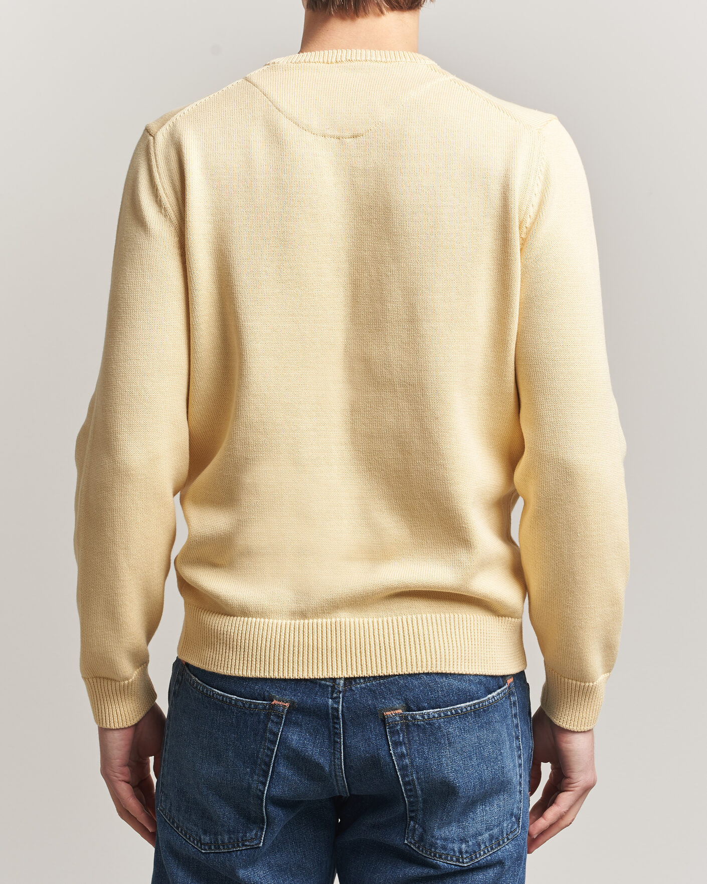 Herre | Gensere | Stenströms | Organic Cotton Knitted Sweater Light Yellow