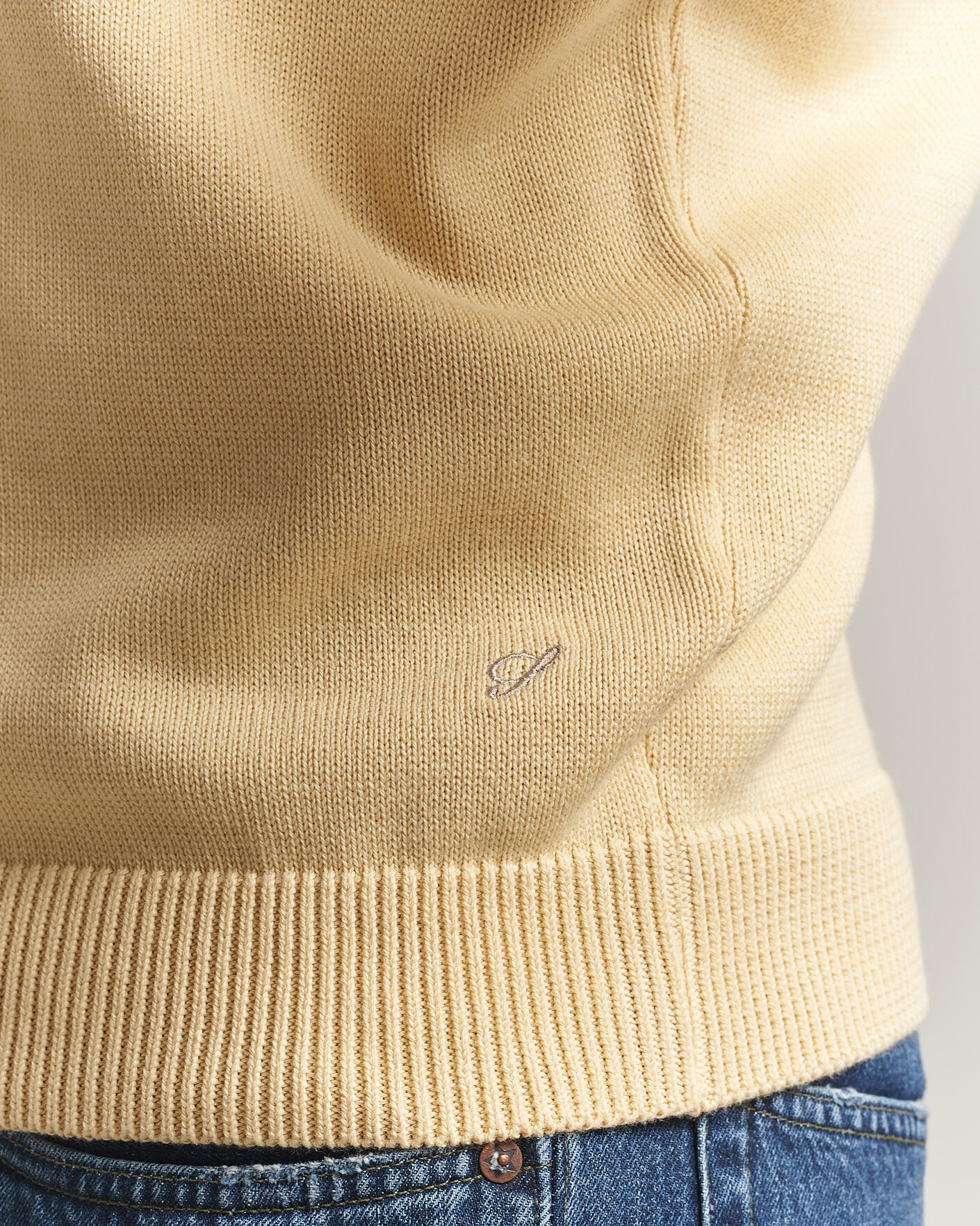 Herre | Gensere | Stenströms | Organic Cotton Knitted Sweater Light Yellow