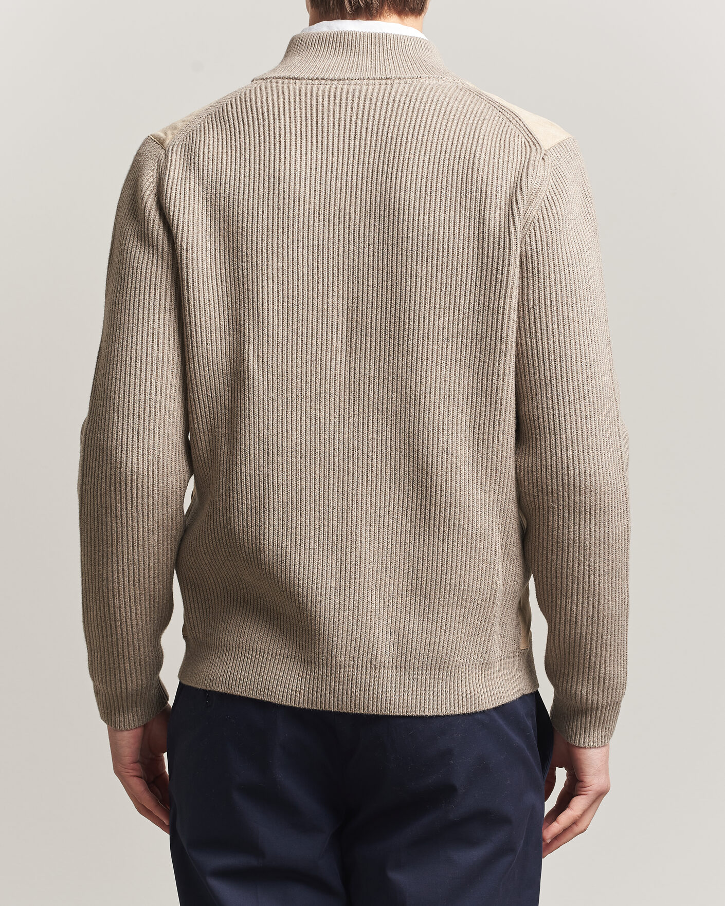 Herre | Gensere | Stenströms | Knitted Hybrid Buttoned Alcantara Cardigan Taupe