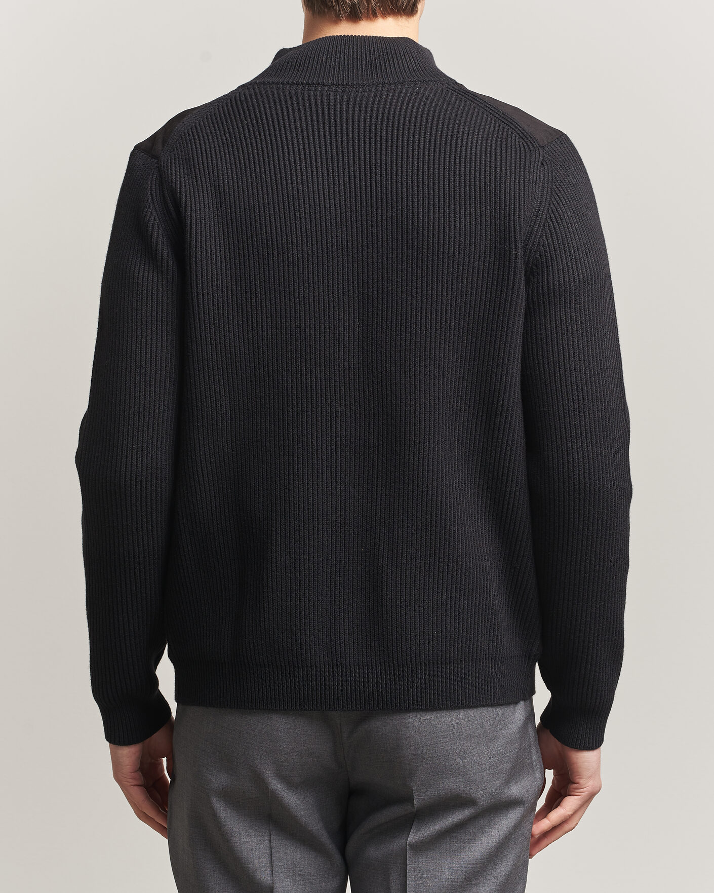 Herre | Gensere | Stenströms | Knitted Hybrid Buttoned Alcantara Cardigan Black