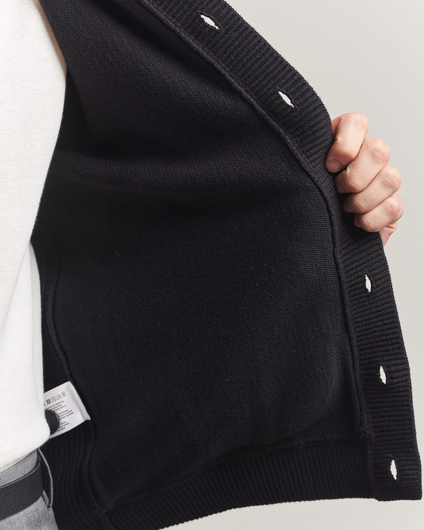 Herre | Gensere | Stenströms | Knitted Hybrid Buttoned Alcantara Cardigan Black