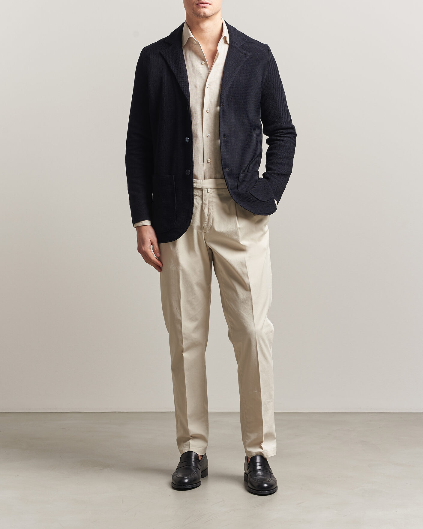 Herre | Dressjakker | Stenströms | Milano Knitted Textured Blazer Navy