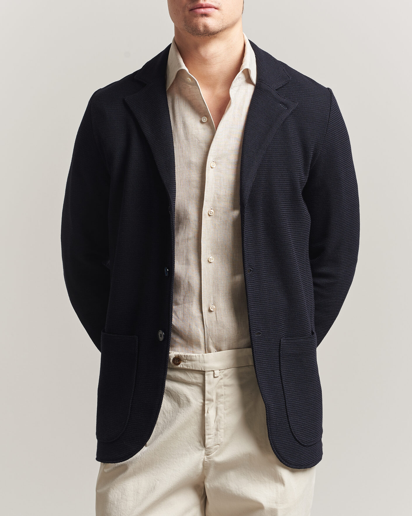 Herre | Dressjakker | Stenströms | Milano Knitted Textured Blazer Navy