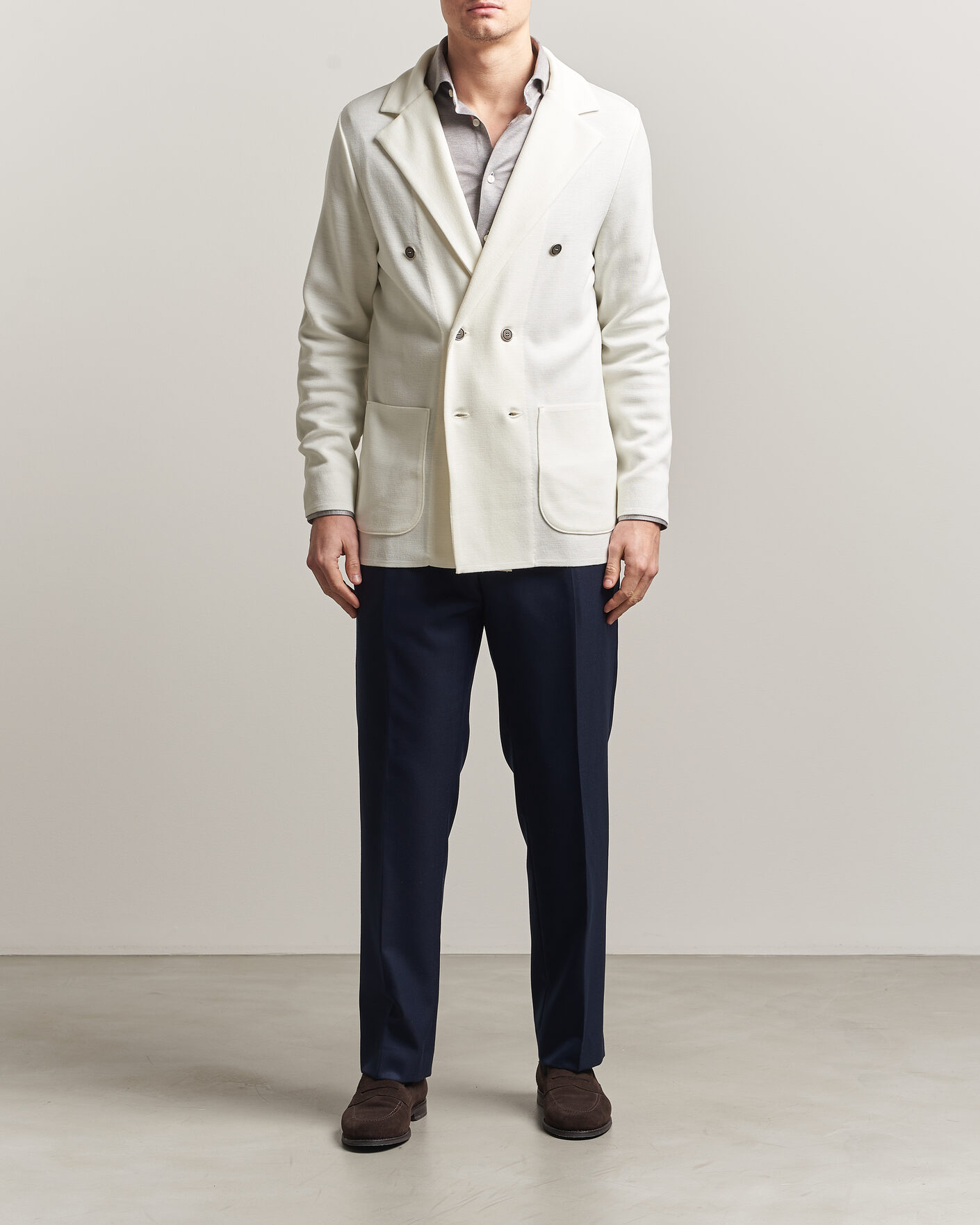 Herre | Dressjakker | Stenströms | Milano Knitted DB Textured Blazer White