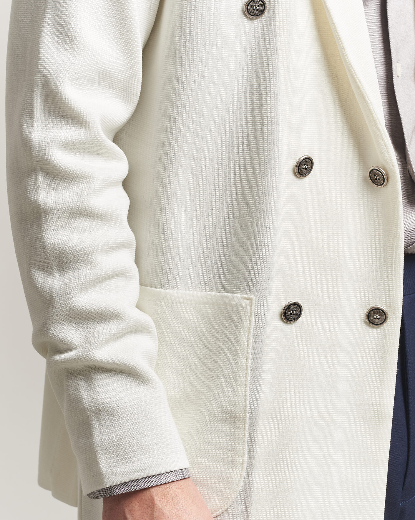 Herre | Dressjakker | Stenströms | Milano Knitted DB Textured Blazer White