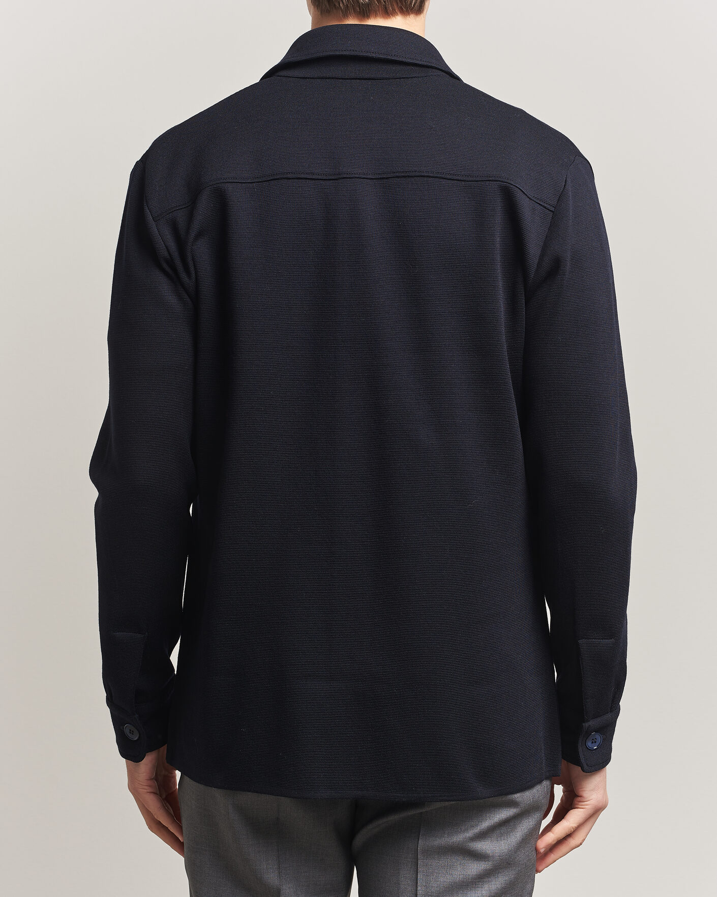 Herre | Gensere | Stenströms | Milano Knitted Merino Overshirt Navy