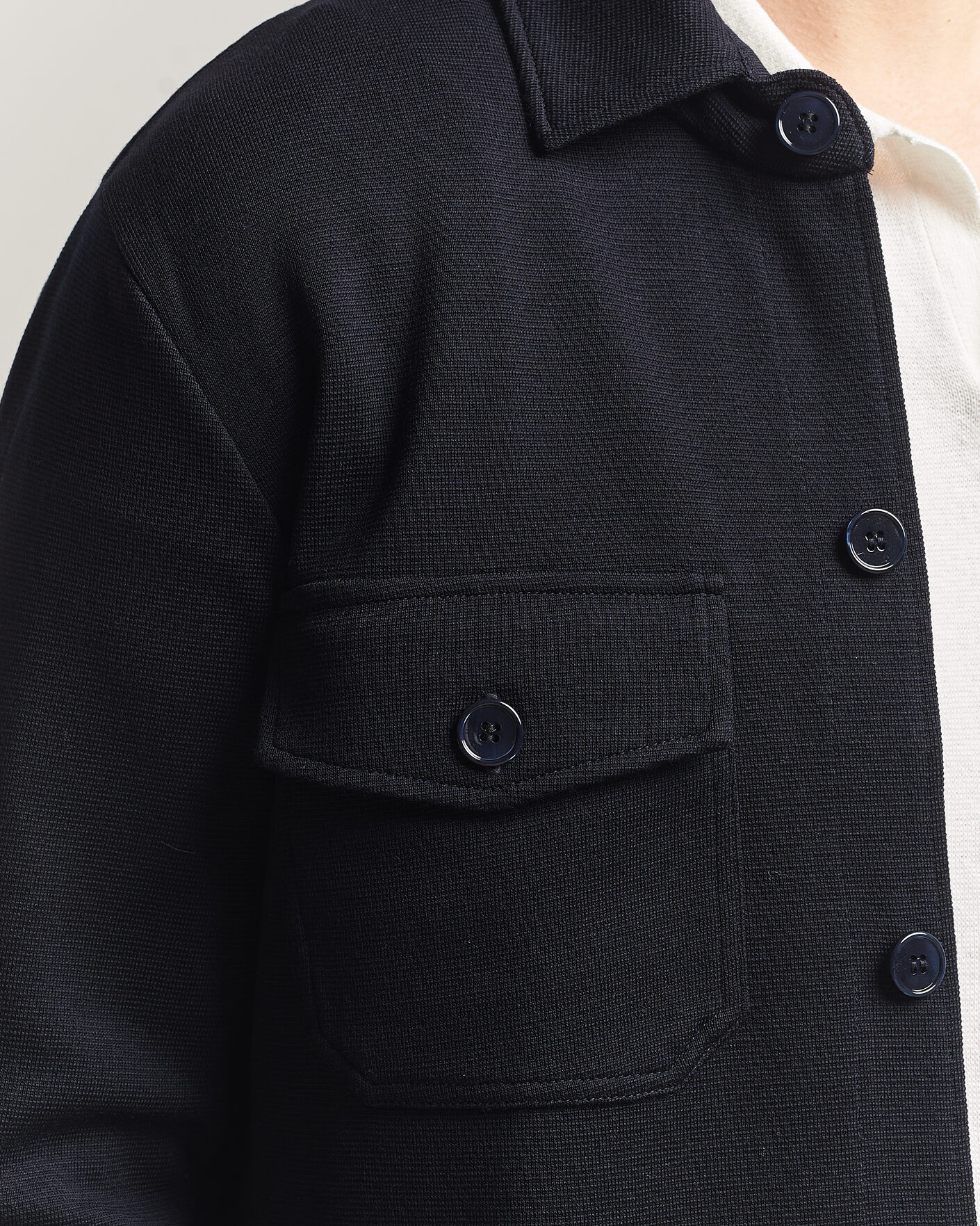 Herre | Gensere | Stenströms | Milano Knitted Merino Overshirt Navy