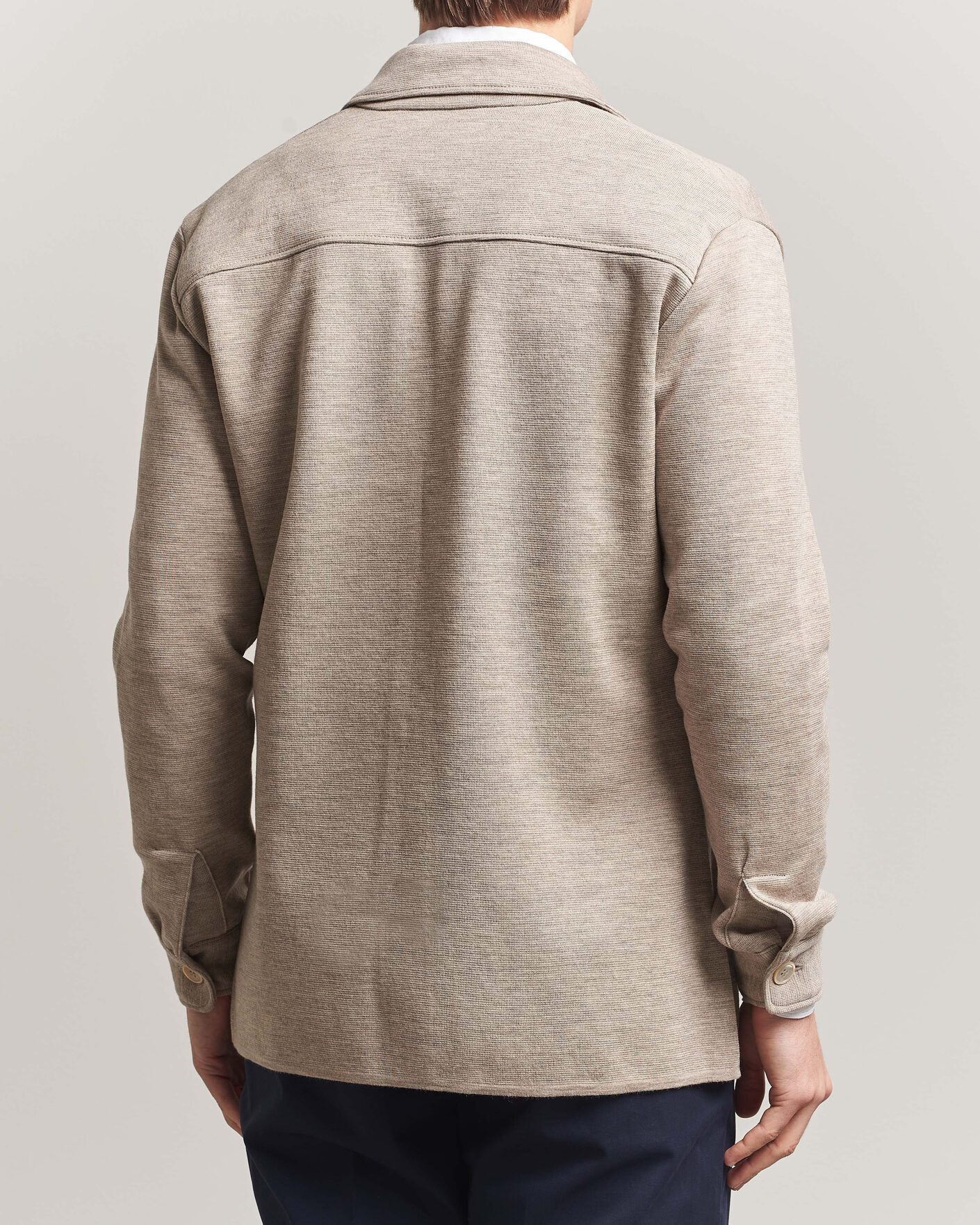 Herre | Gensere | Stenströms | Milano Knitted Merino Overshirt Beige