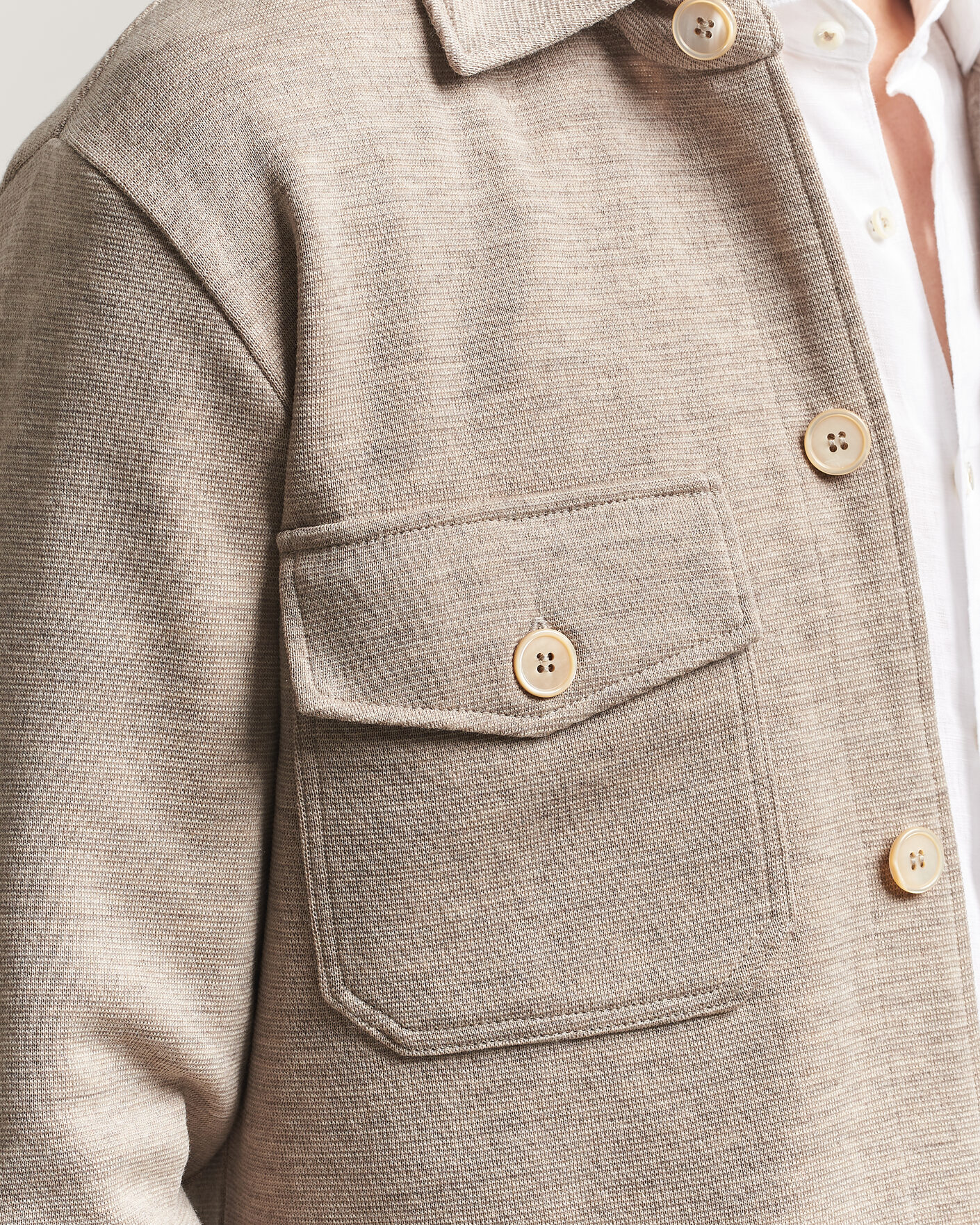Herre | Gensere | Stenströms | Milano Knitted Merino Overshirt Beige