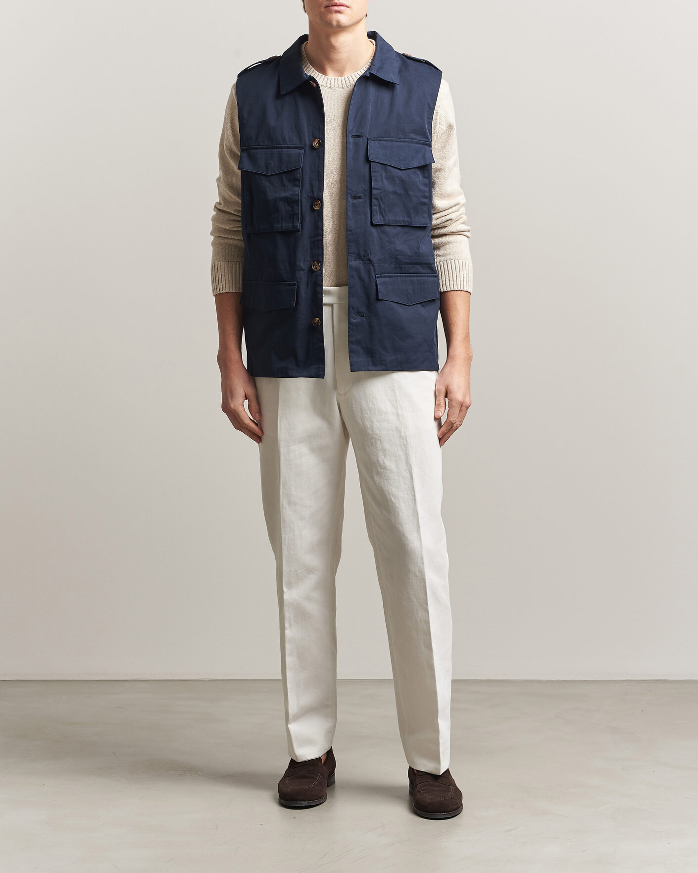 Herre | Vester | Stenströms | Cotton Twill Vest Navy