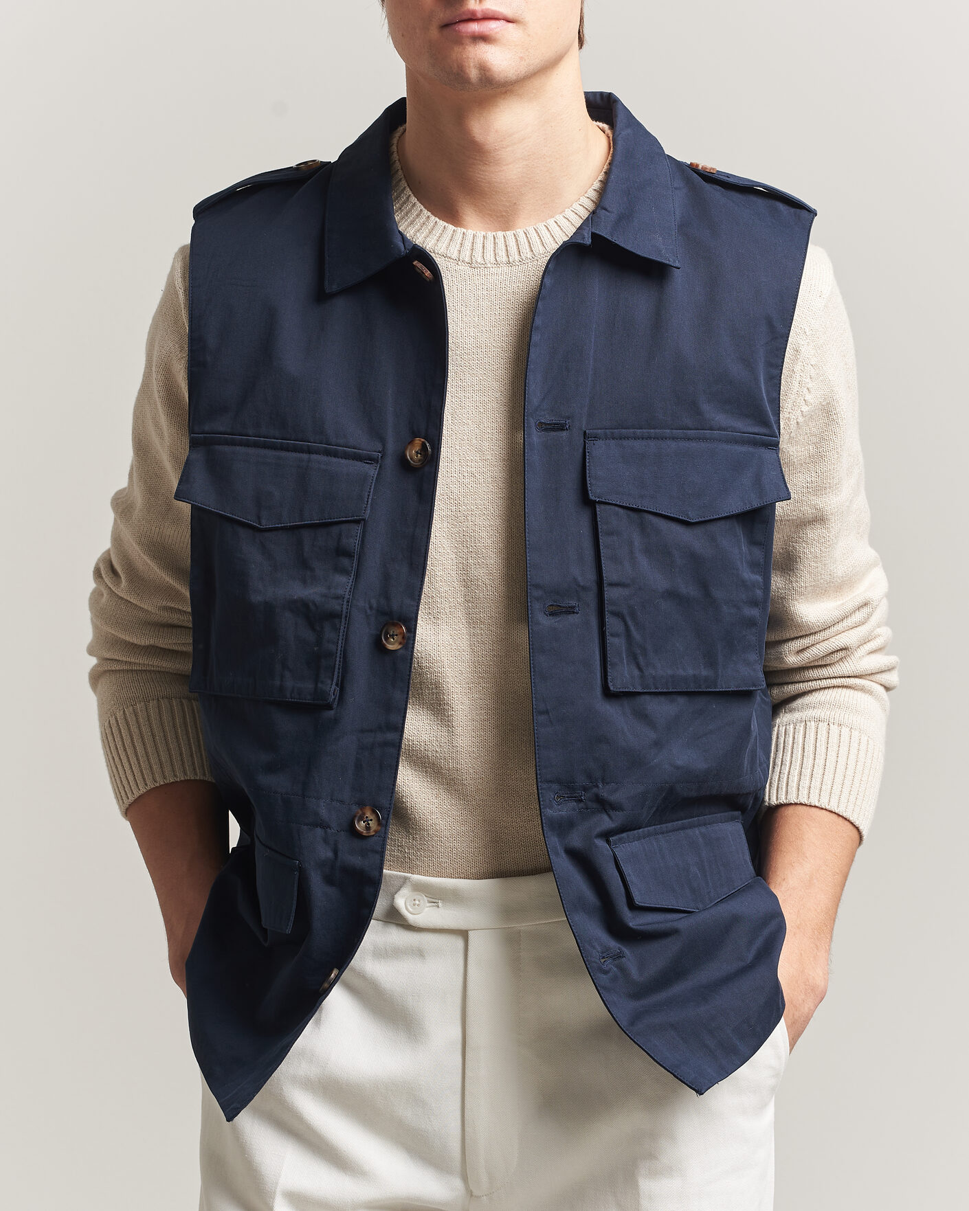 Herre | Vester | Stenströms | Cotton  Twill Vest Navy