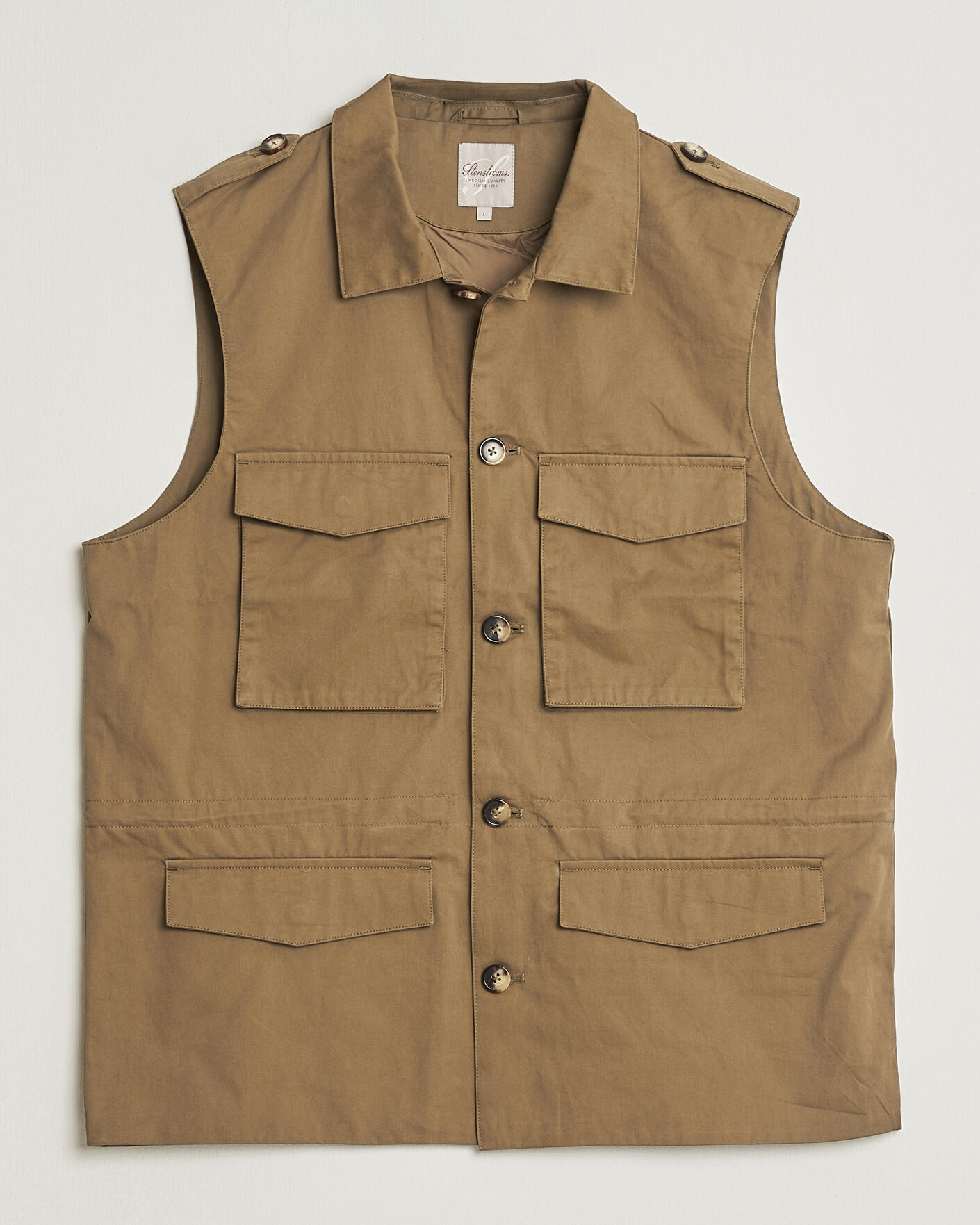 Herre | Vester | Stenströms | Cotton  Twill Vest Olive