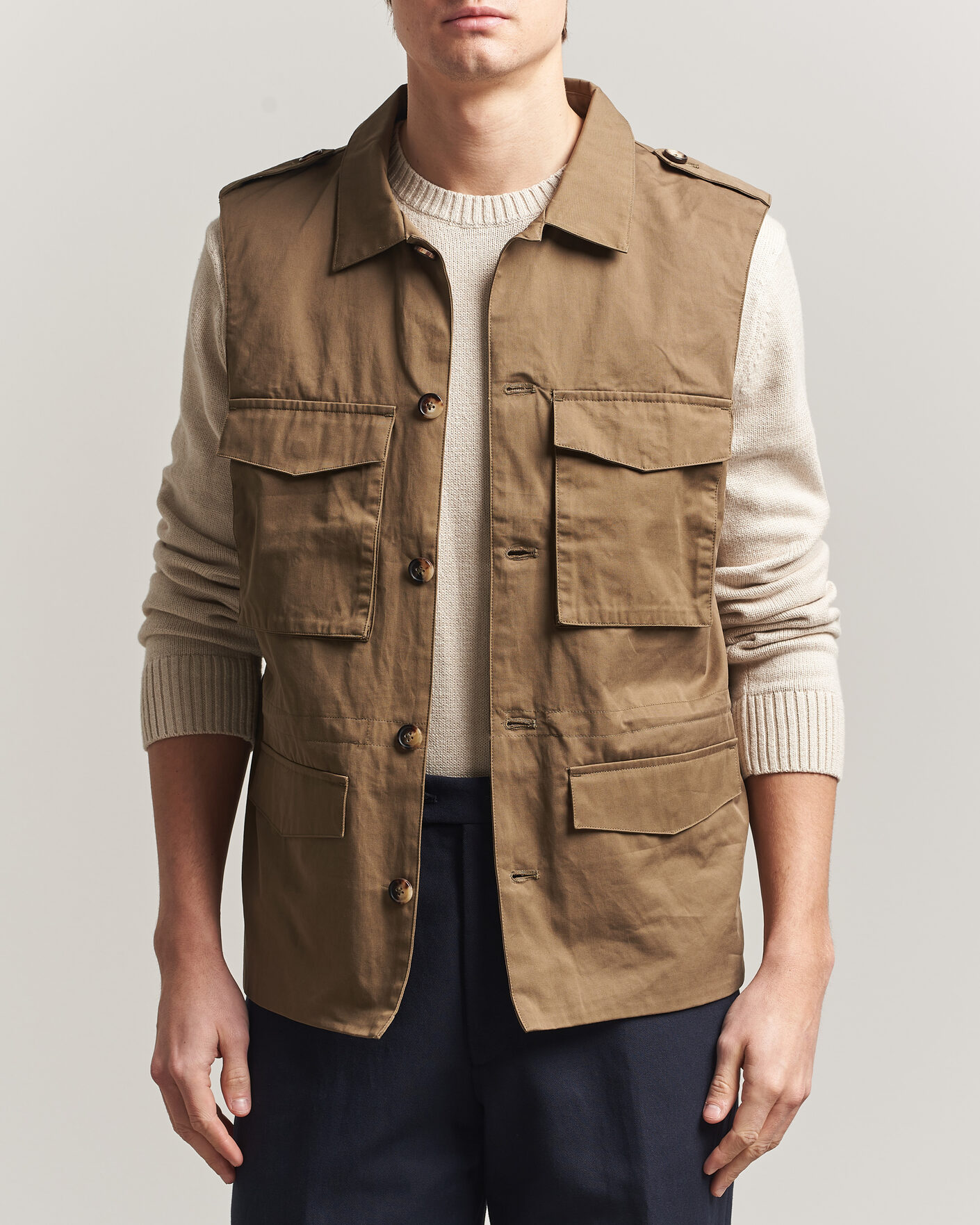 Herre | Vester | Stenströms | Cotton Twill Vest Olive