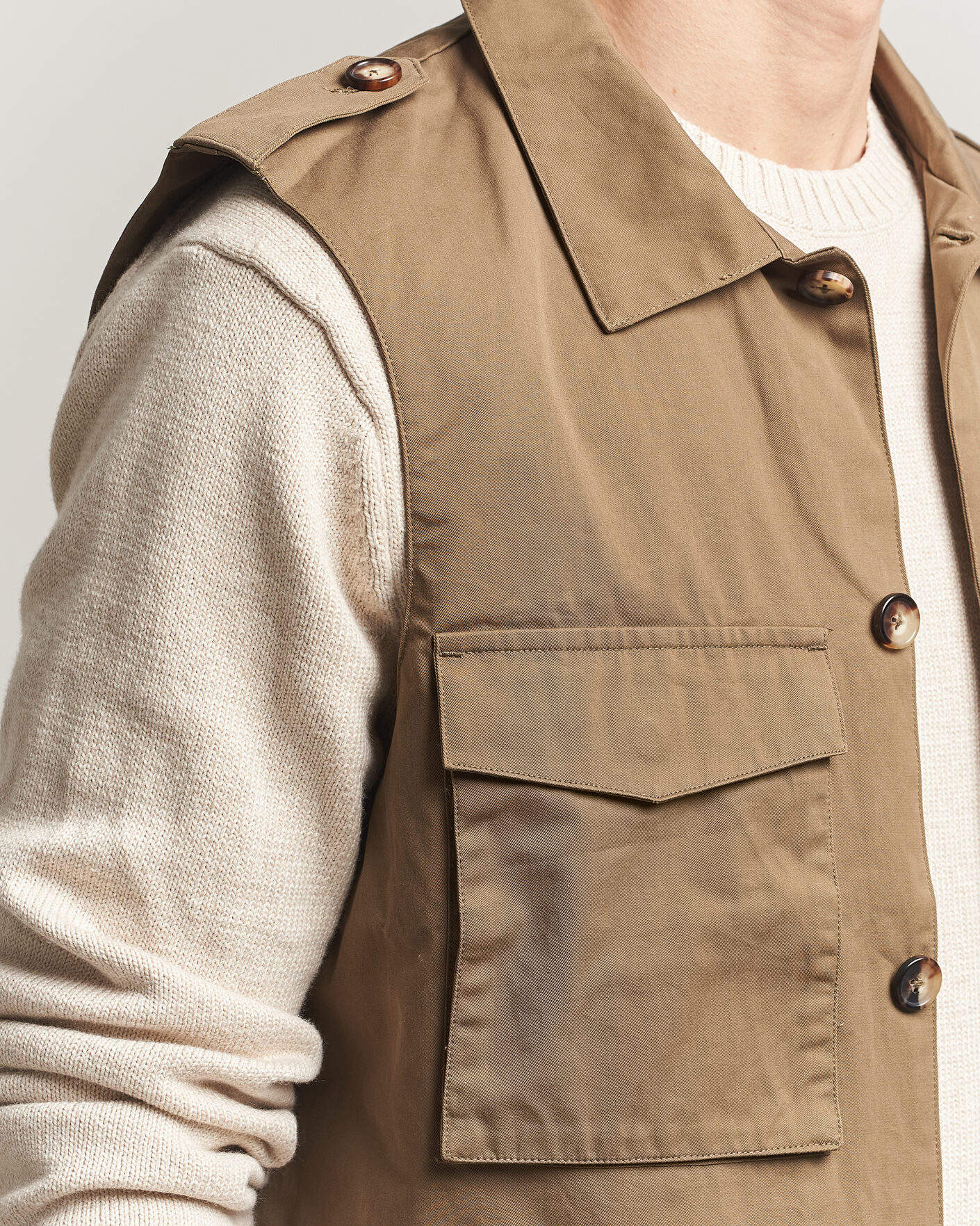 Herre | Vester | Stenströms | Cotton Twill Vest Olive