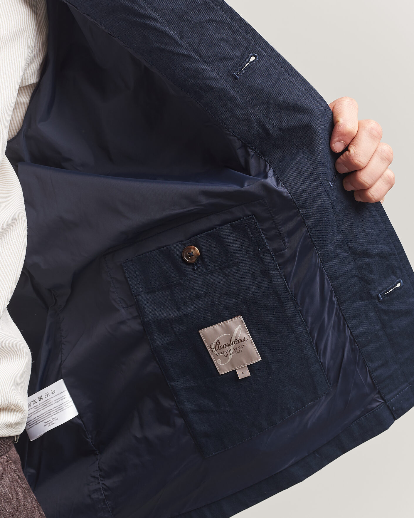 Herre | Jakker | Stenströms | Cotton Twill Overshirt Navy