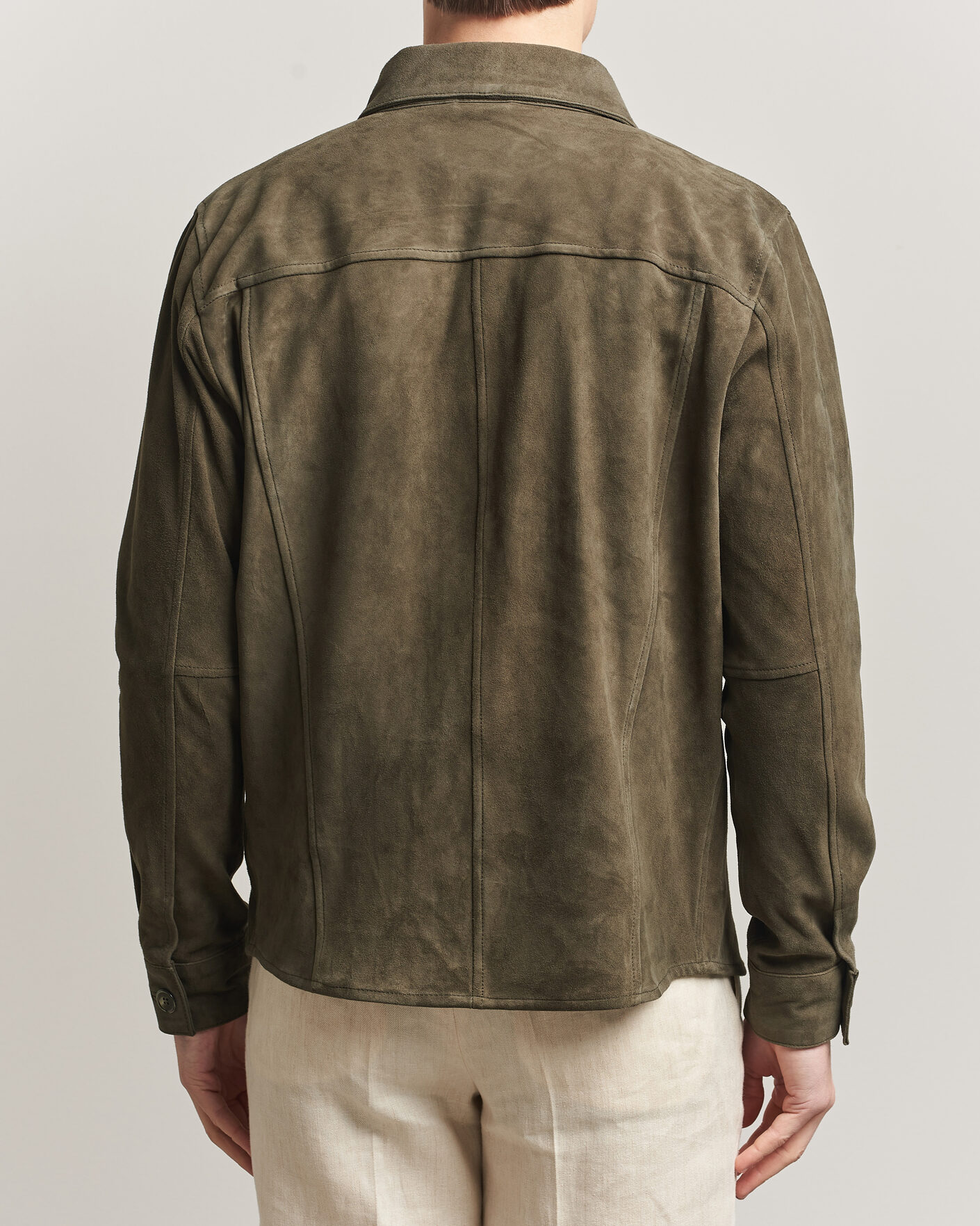 Herre | Jakker | Stenströms | Suede Pocket Overshirt Olive
