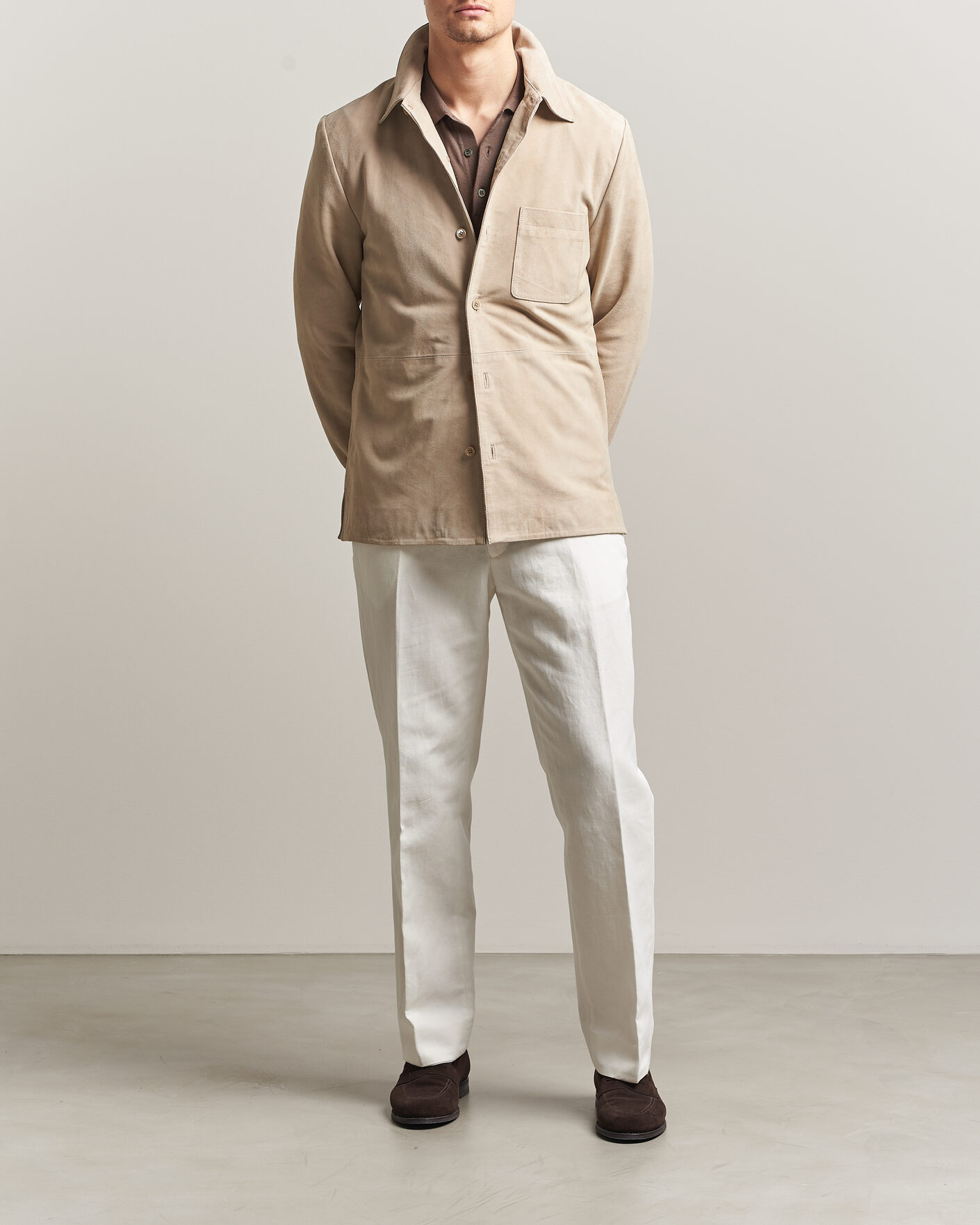 Herre | Jakker | Stenströms | Suede Overshirt Beige