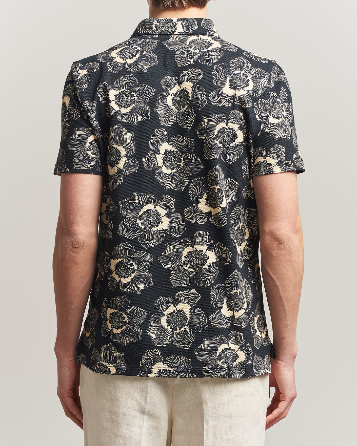 Herre | Pikéer | Stenströms | Printed Cotton Polo Black