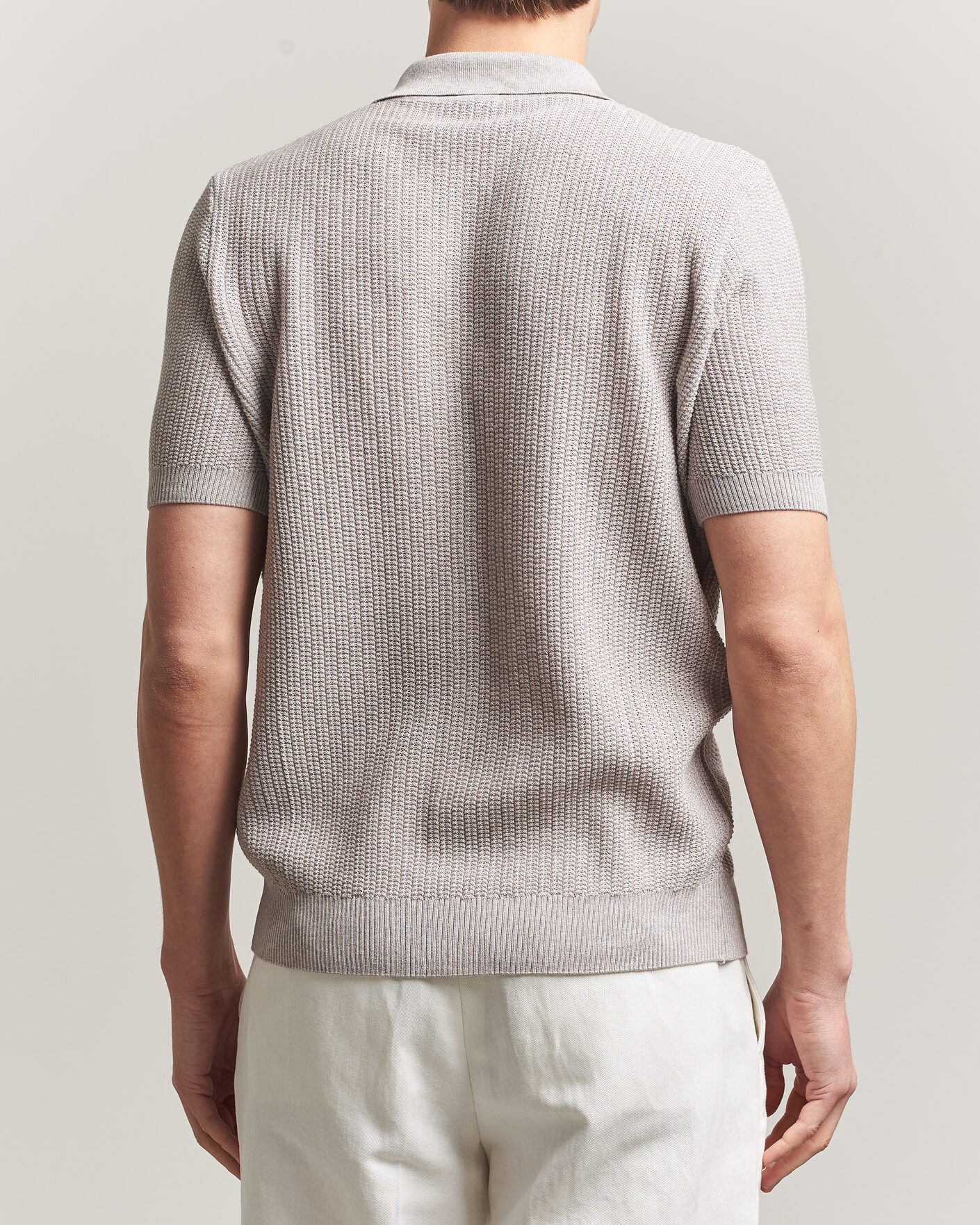 Herre | Pikéer | Stenströms | Knitted Buttonthru Merino Polo Shirt Grey