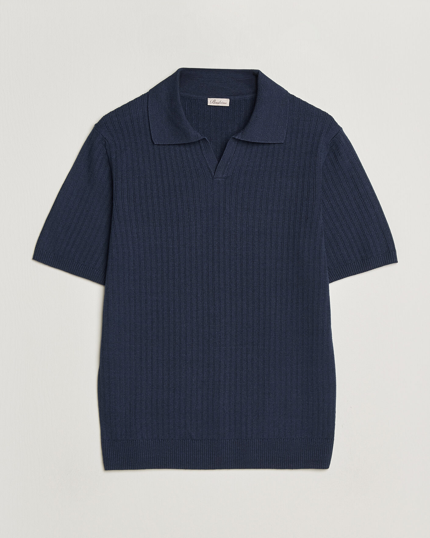 Herre | Pikéer | Stenströms | Linen/Merino Structured Polo Navy