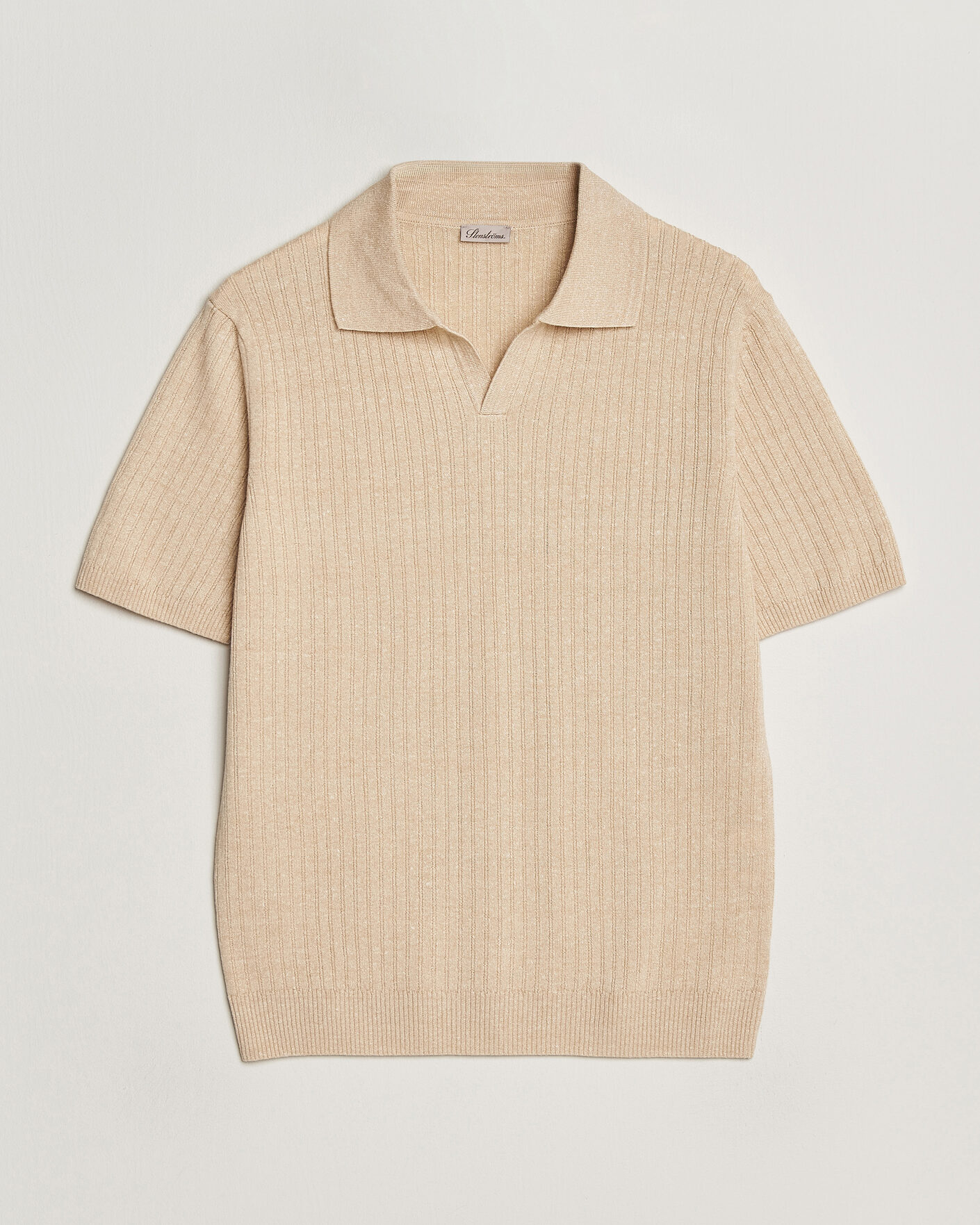 Herre | Pikéer | Stenströms | Linen/Merino Structured Polo Beige