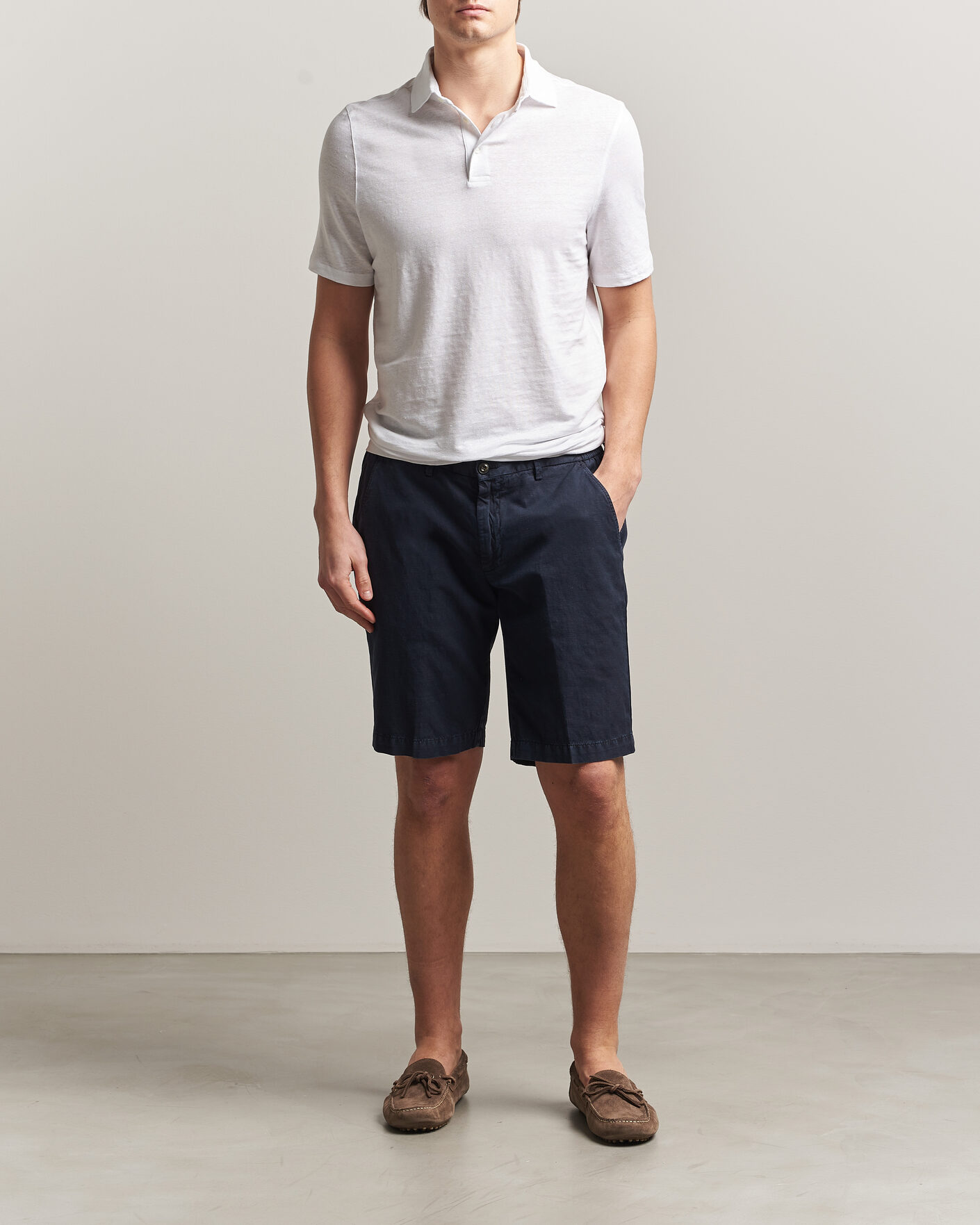 Herre | Pikéer | Stenströms | Linen Polo Shirt White