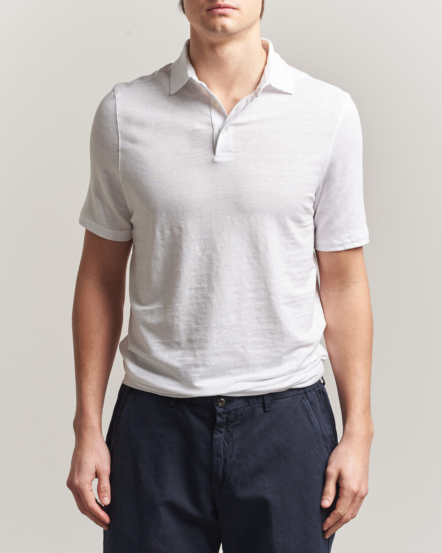 Herre | Pikéer | Stenströms | Linen Polo Shirt White