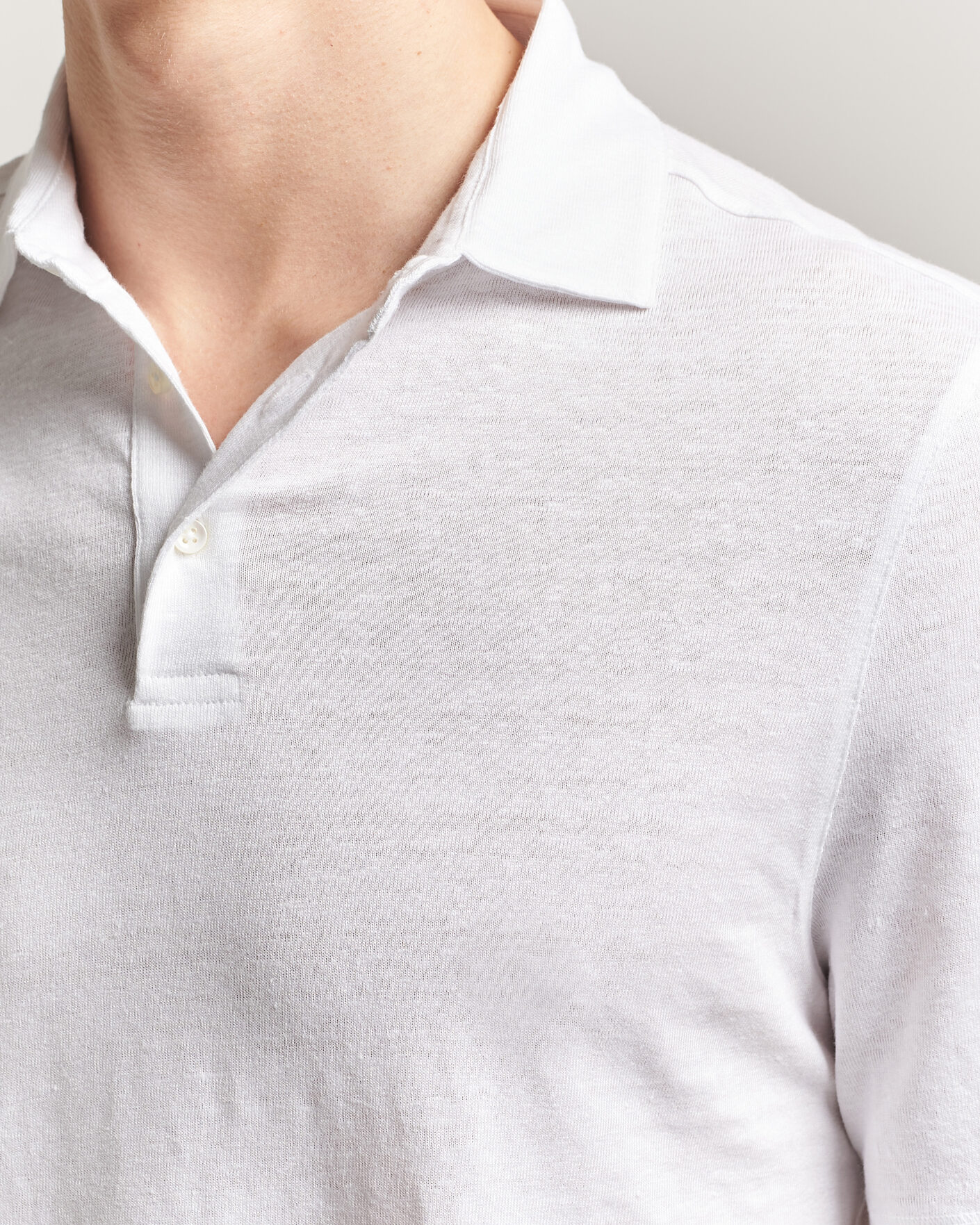 Herre | Pikéer | Stenströms | Linen Polo Shirt White