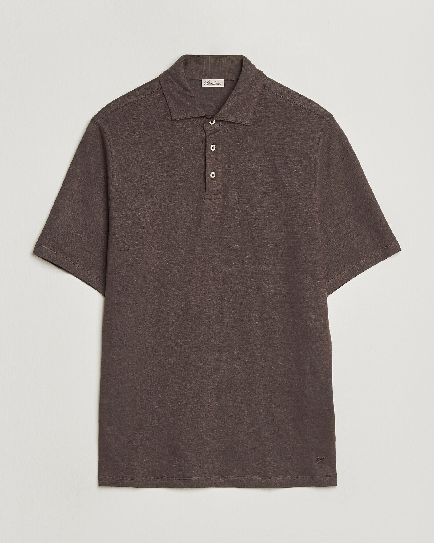Herre | Pikéer | Stenströms | Linen Polo Shirt Dark Brown
