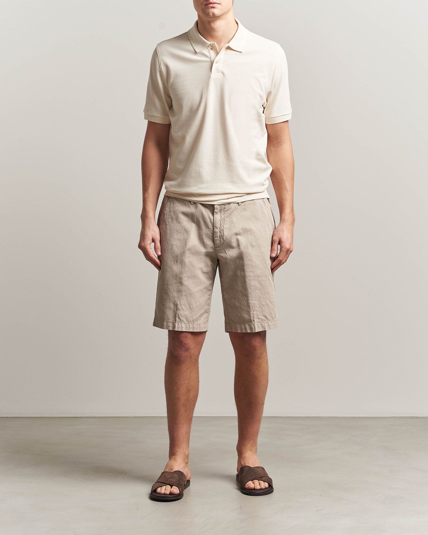 Herre | Pikéer | Stenströms | Organic Cotton Piquet Polo Shirt Beige