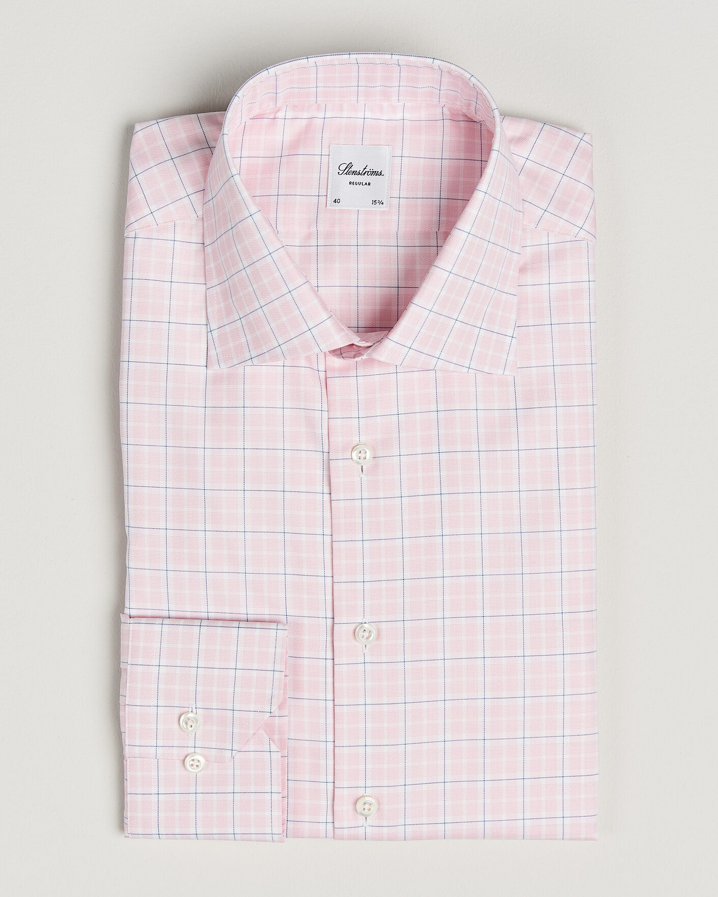 Herre | Skjorter | Stenströms | Regular Fit Over Check Cotton Shirt Pink