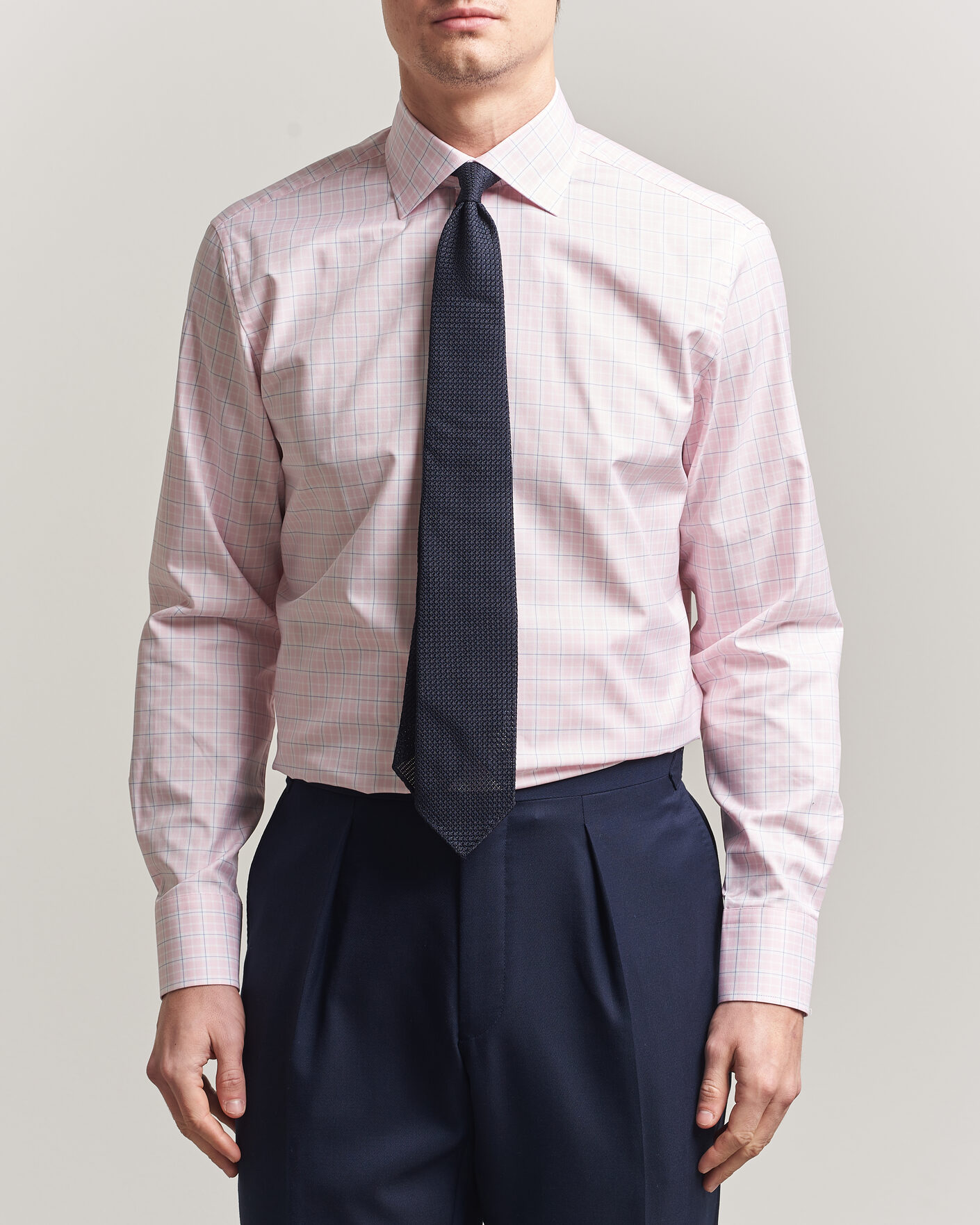 Herre | Skjorter | Stenströms | Regular Fit Over Check Cotton Shirt Pink