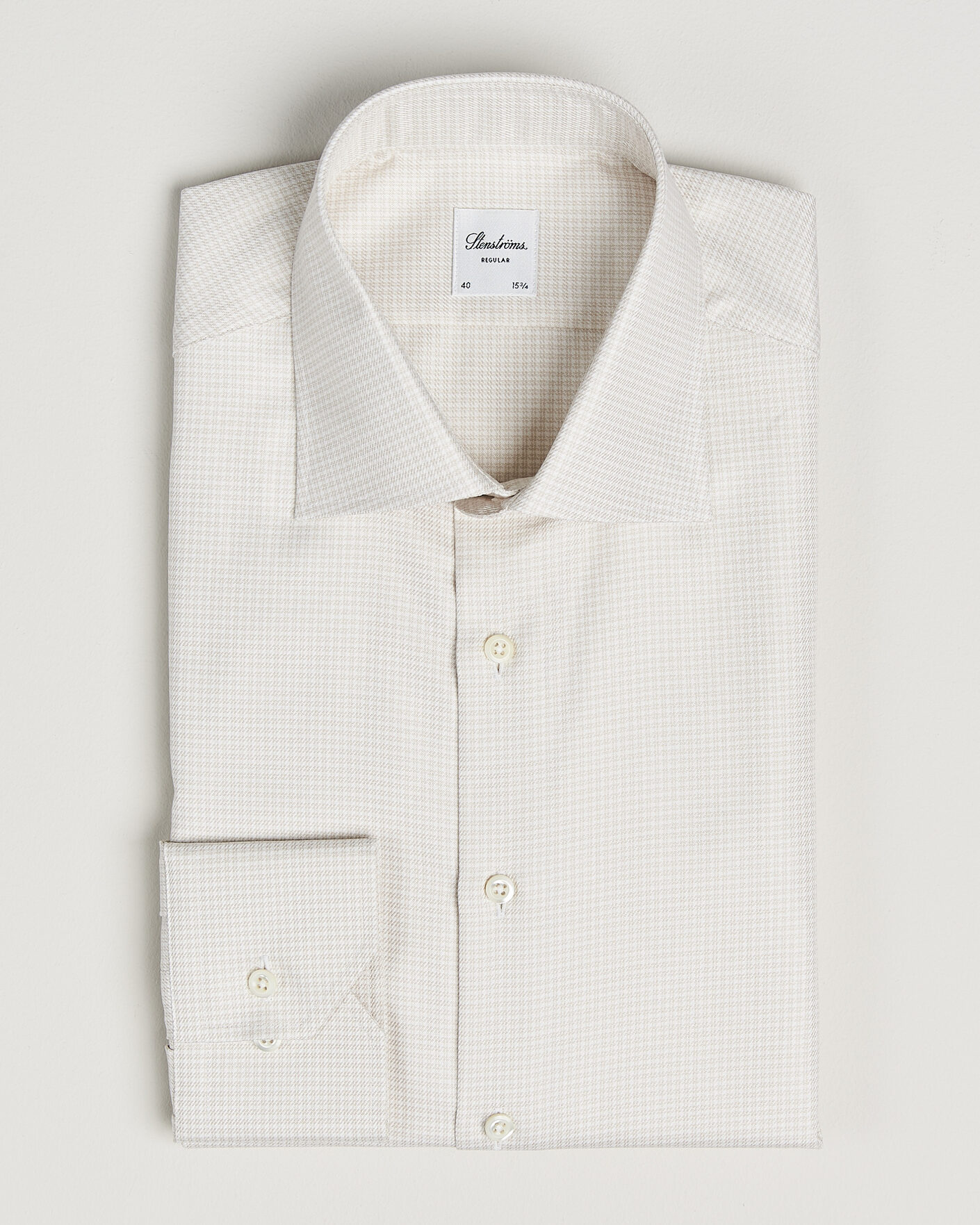 Herre | Skjorter | Stenströms | Regular Fit Micro Structure Shirt Beige