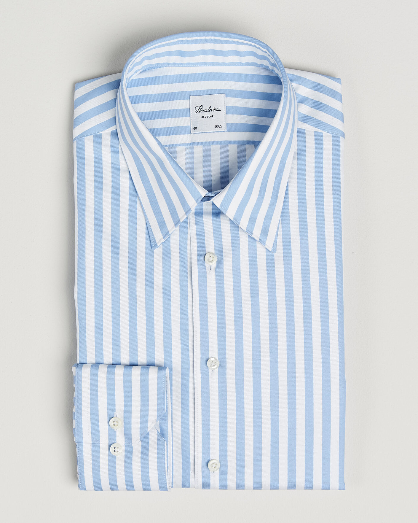 Herre | Skjorter | Stenströms | Regular Fit Striped Pointed Collar Shirt Blue