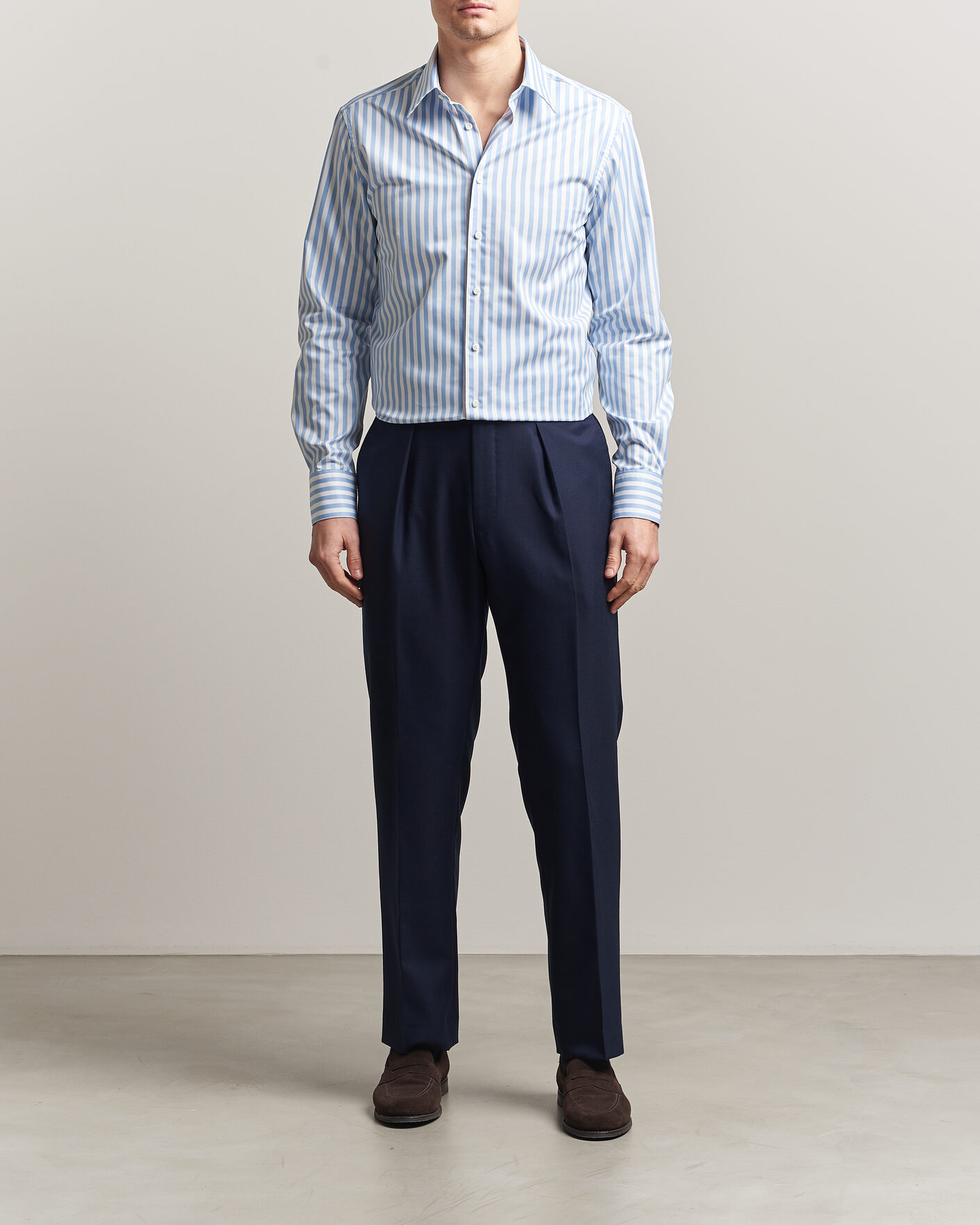 Herre | Skjorter | Stenströms | Regular Fit Striped Pointed Collar Shirt Blue