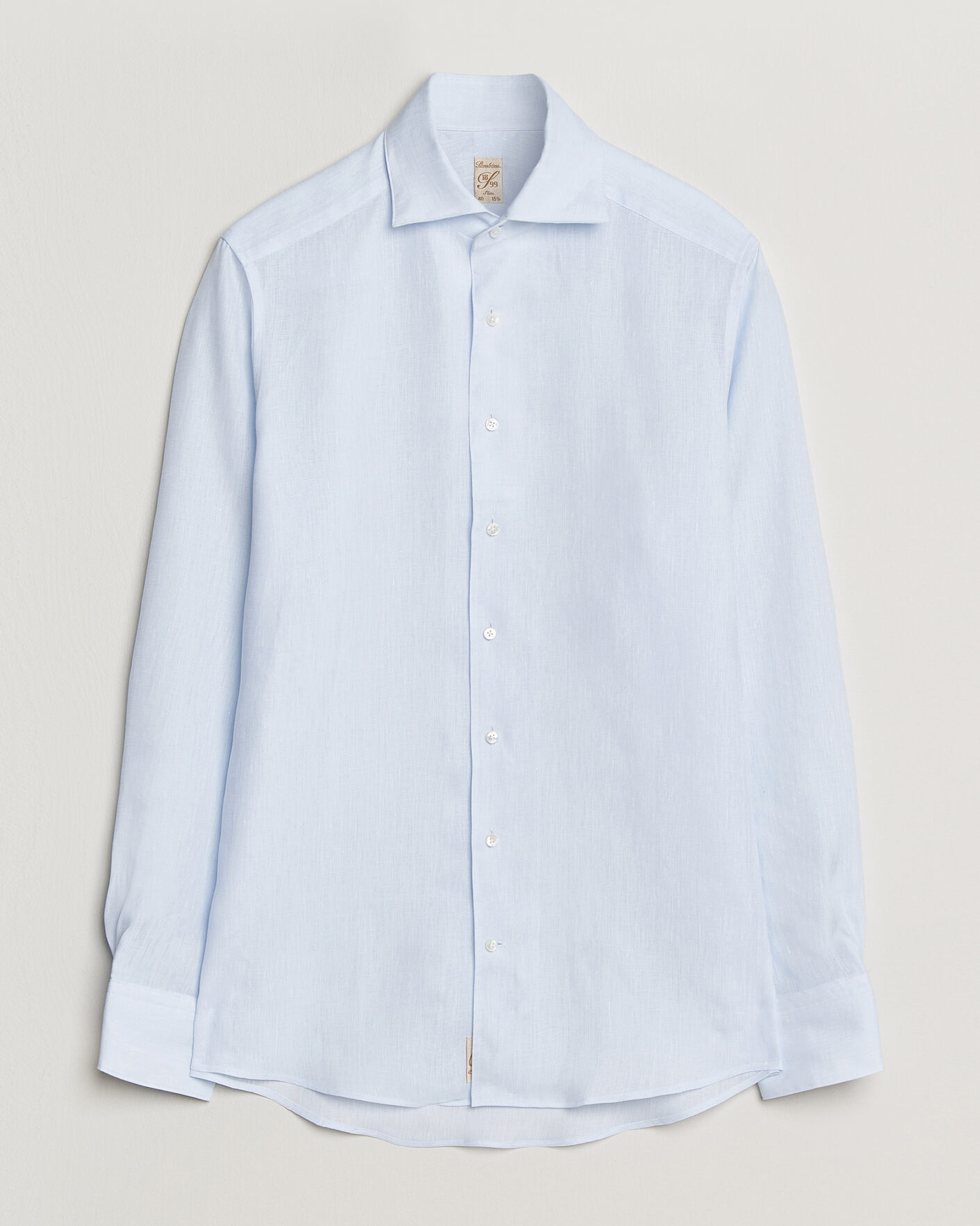 Herre | Skjorter | Stenströms | 1899 Linen One Piece Collar Shirt Light Blue