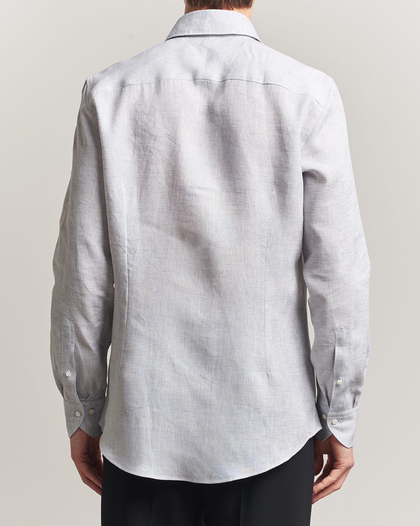 Herre | Skjorter | Stenströms | 1899 Linen One Piece Collar Shirt Grey