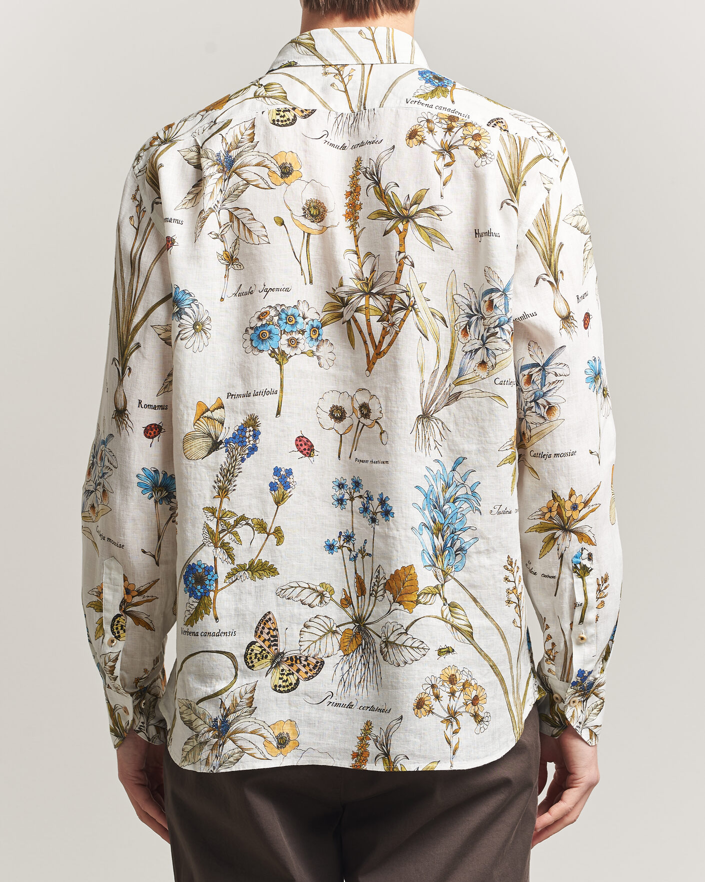 Herre | Skjorter | Stenströms | Reglar Fit Botanical Print Linen Shirt Multi