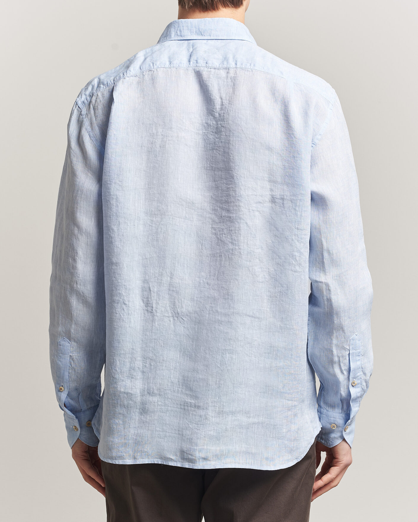 Herre | Skjorter | Stenströms | Regular Fit Cut Away Linen Shirt Light Blue