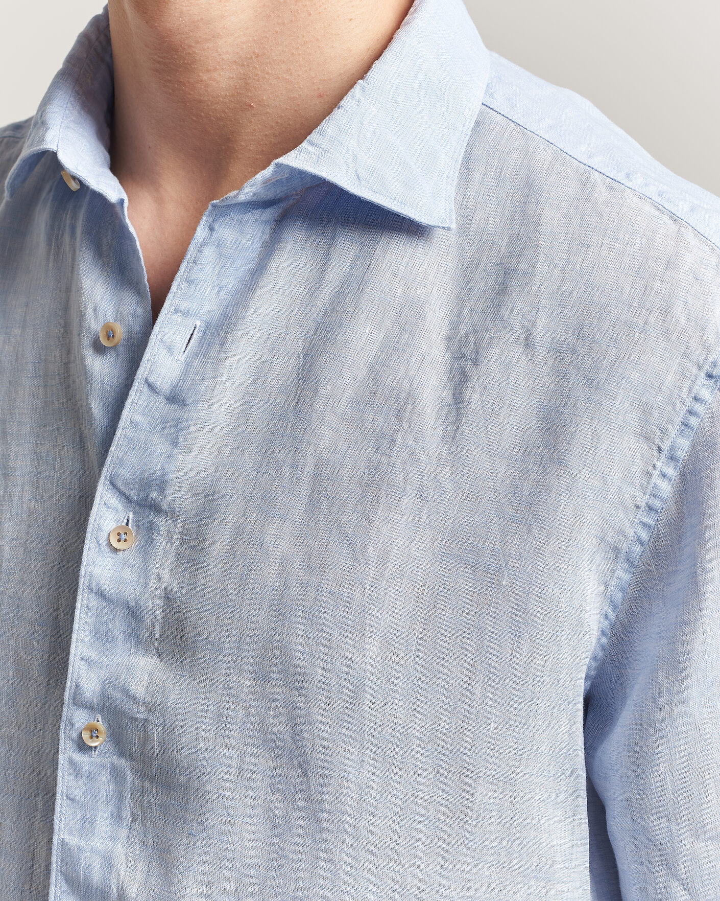 Herre | Skjorter | Stenströms | Regular Fit Cut Away Linen Shirt Light Blue