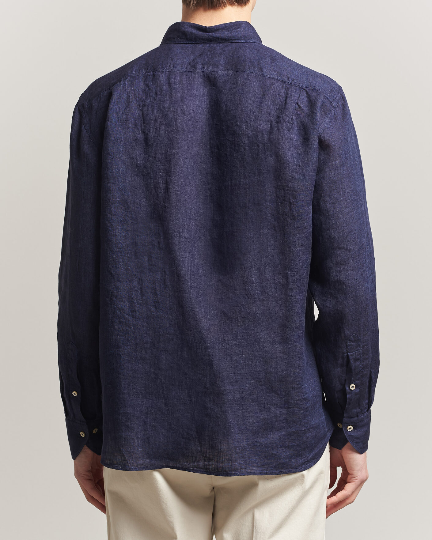Herre | Skjorter | Stenströms | Regular Fit Cut Away Linen Shirt Navy