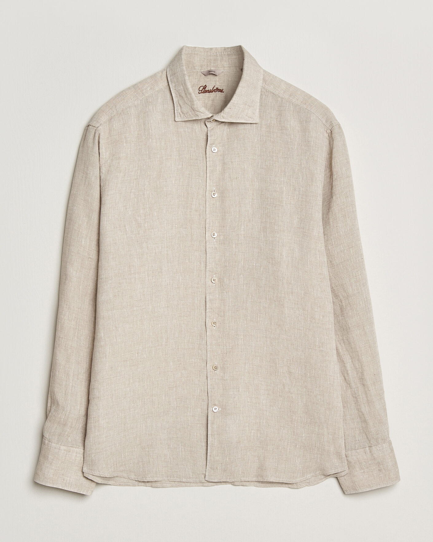 Herre | Skjorter | Stenströms | Regular Fit Cut Away Linen Shirt Beige