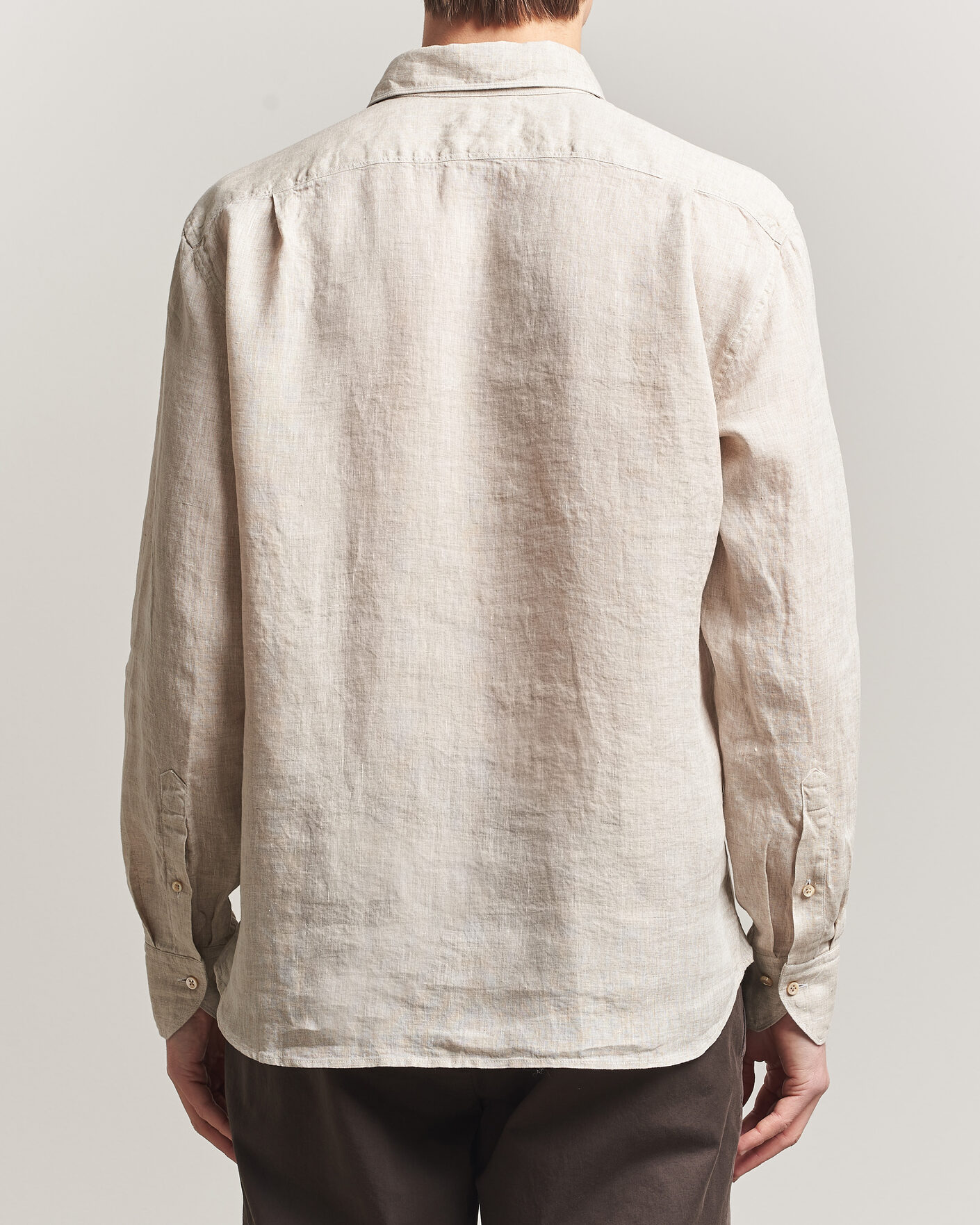 Herre | Skjorter | Stenströms | Regular Fit Cut Away Linen Shirt Beige