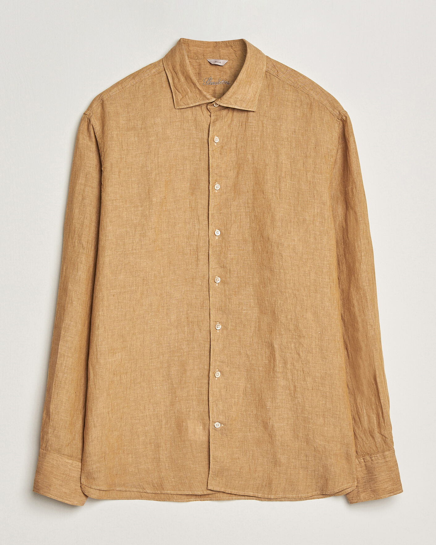 Herre | Skjorter | Stenströms | Regular Fit Cut Away Linen Shirt Light Brown